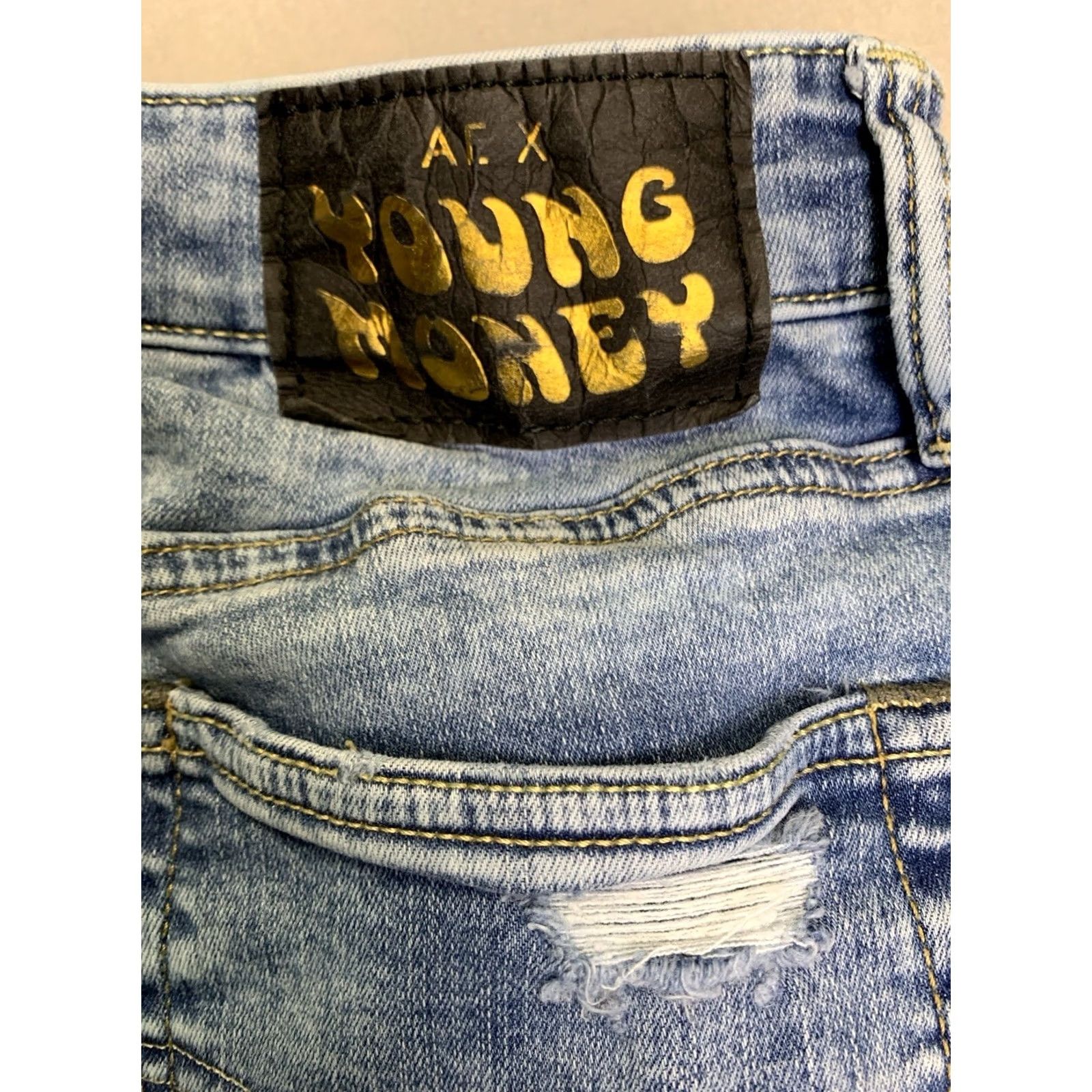 Vintage American Eagle Jeans 31x34 Men’s Slim Skinny Stacked 5-Pocket Blue Denim Size US 31 - 3 Thumbnail