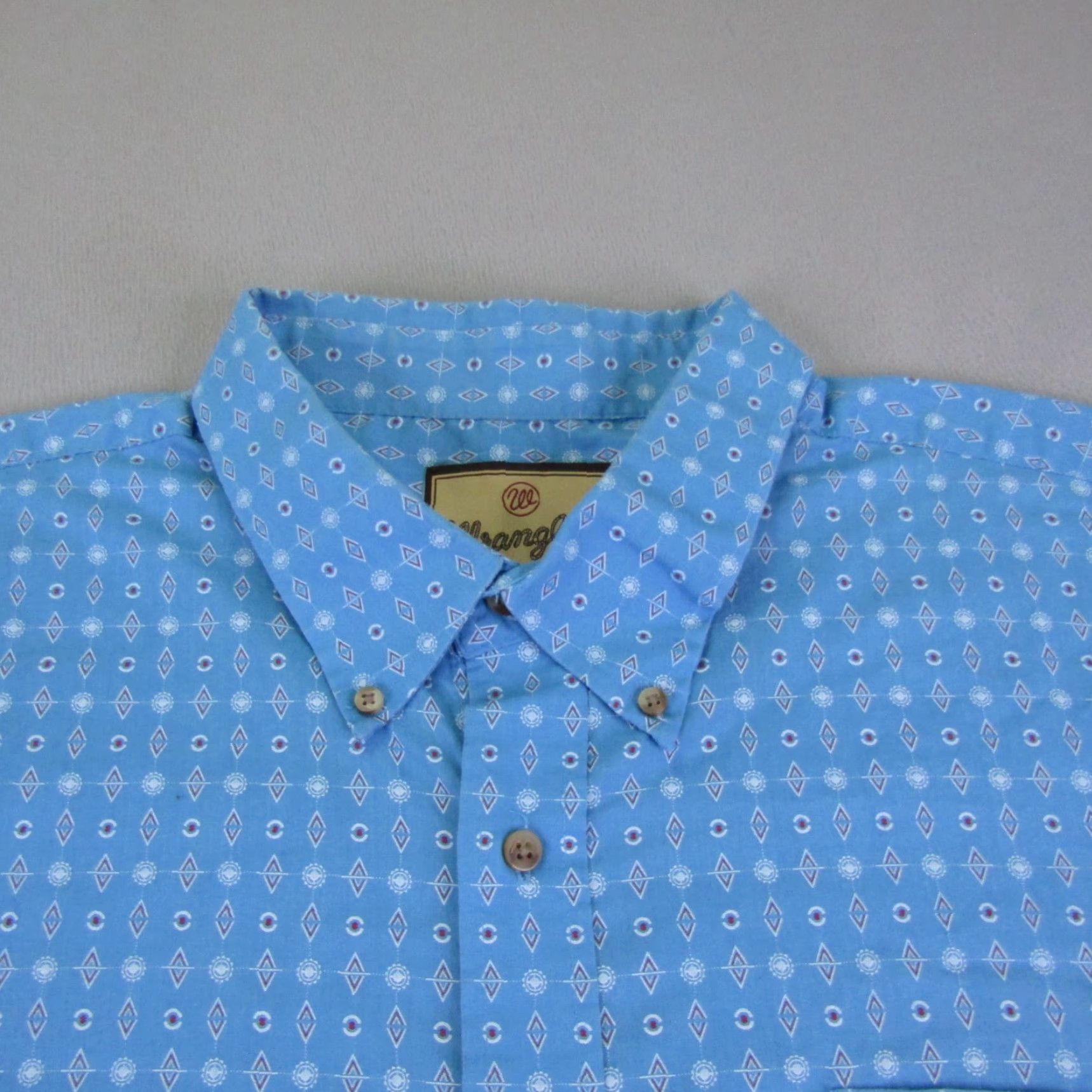 Wrangler Wrangler Shirt Mens 3XL Blue Geometric Western Cowboy Rodeo Rancher Button-Up Size US XXL / EU 58 / 5 - 2 Thumbnail