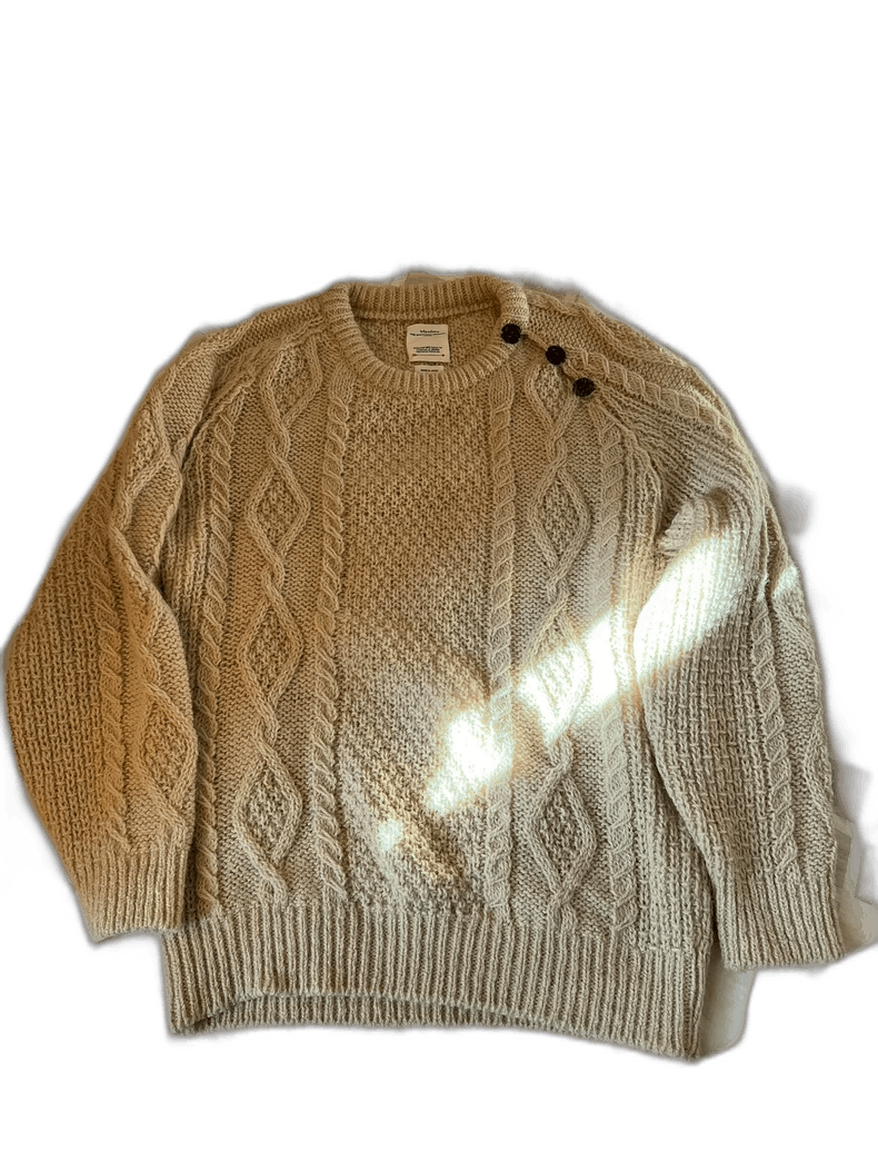 visvim bollard crew knit sweater in beige - dg7global.com
