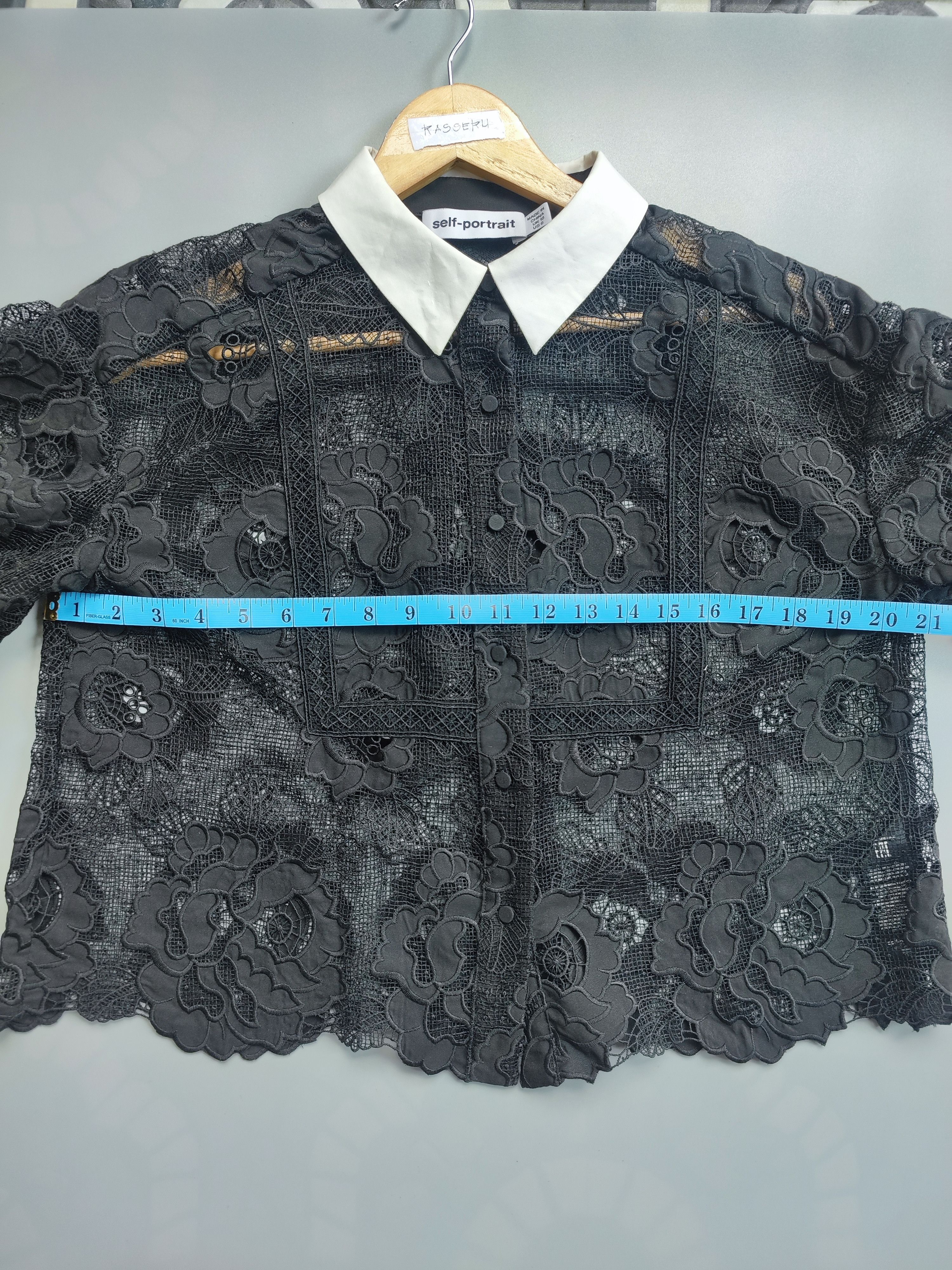 Self-Portrait Self-Portrait Black Lace Collared Top Size M / US 6-8 / IT 42-44 - 7 Thumbnail