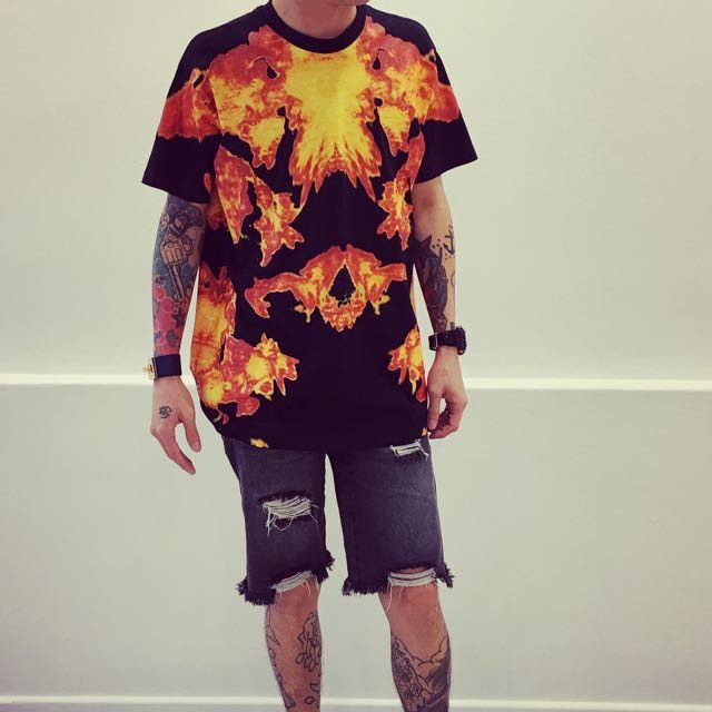 Givenchy Black Abstract Flame Print Oversized T-shirt Size US XXS / EU 40 - 3 Thumbnail