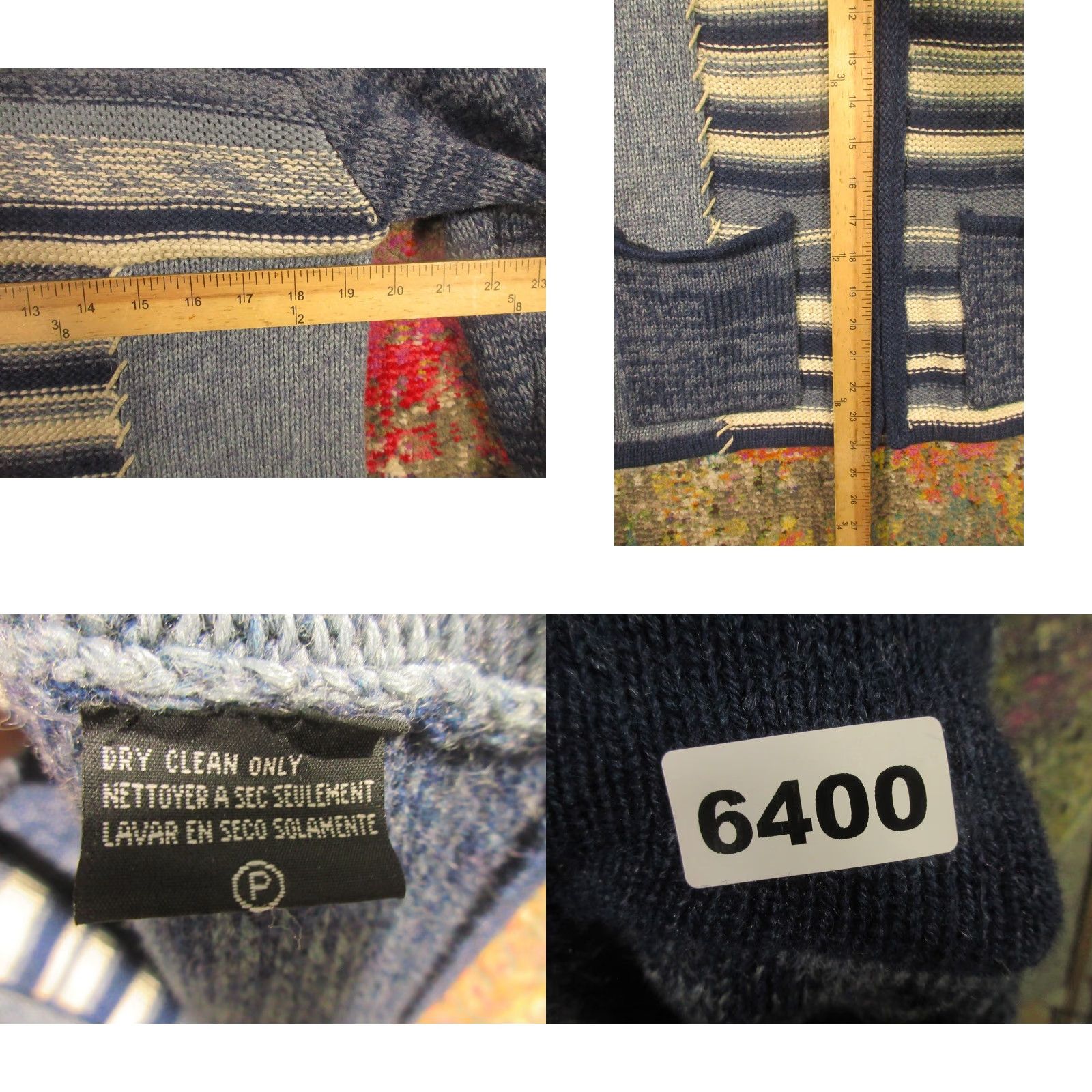 Vintage VINTAGE Carole Little Wool Sweater Women M Blue Full Zip Collared Pockets Aztec Western Size M / US 6-8 / IT 42-44 - 8 Thumbnail