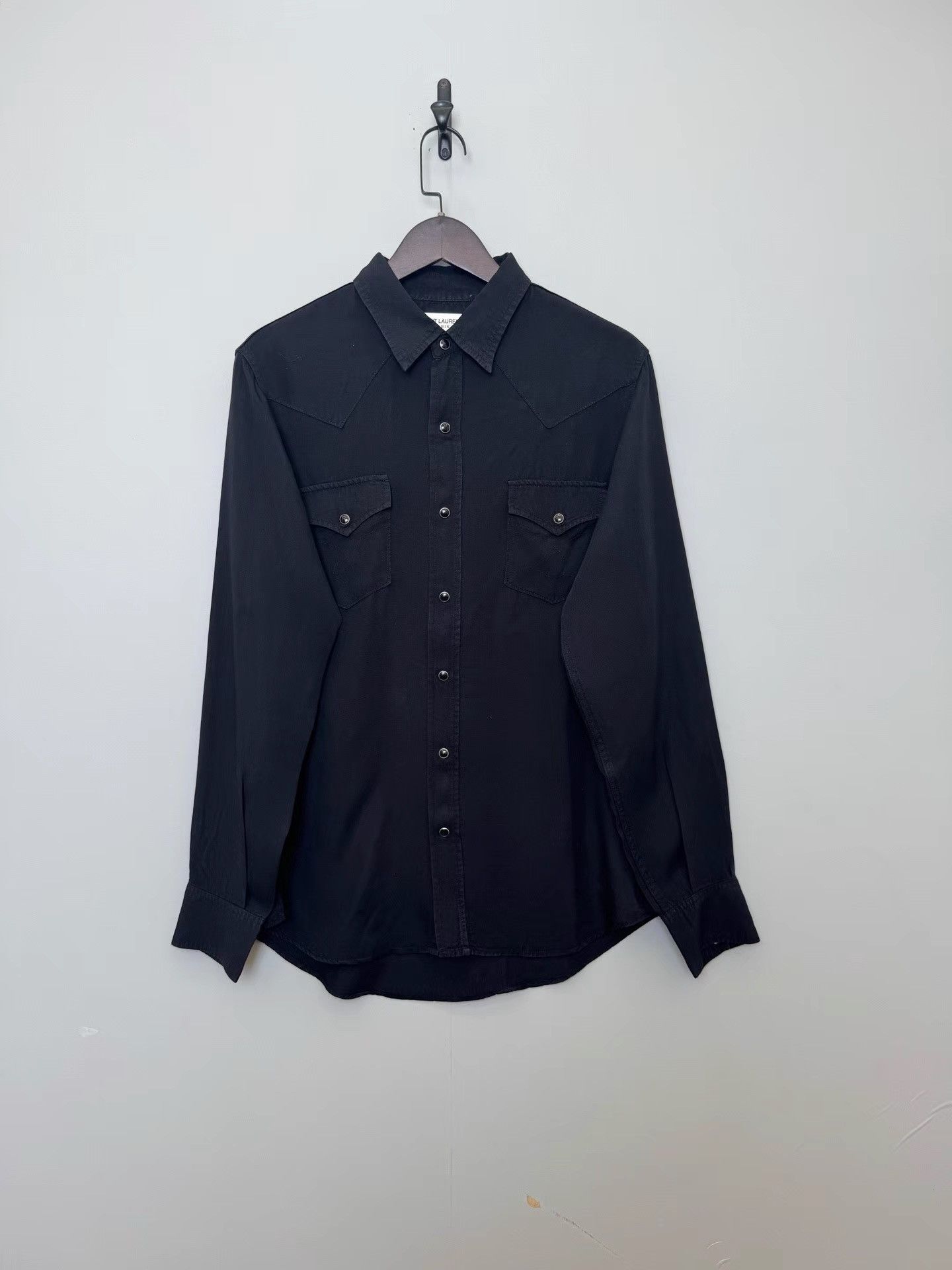Saint Laurent Paris Saint Laurent Men's Black Denim Shirt K36 Size US L / EU 52-54 / 3 - 1 Thumbnail