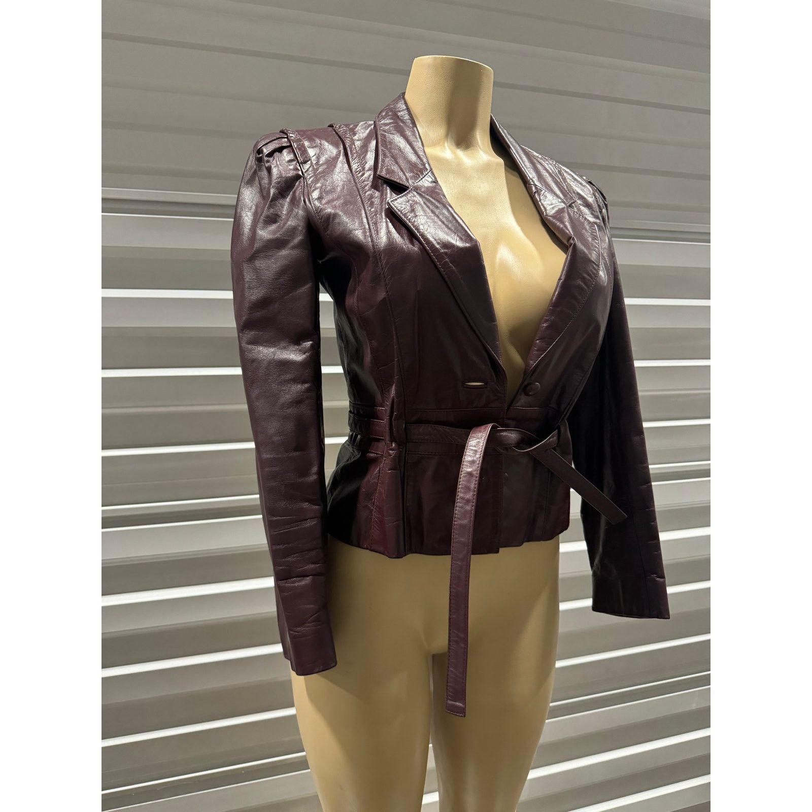 Vintage Burgundy leather blazer Size M / US 6-8 / IT 42-44 - 8 Thumbnail