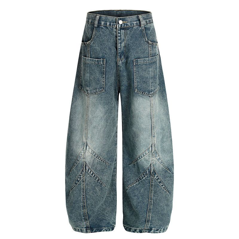 Jean Street vibe patchwork washed curved jeans for men Size US 32 / EU 48 - 1 Thumbnail