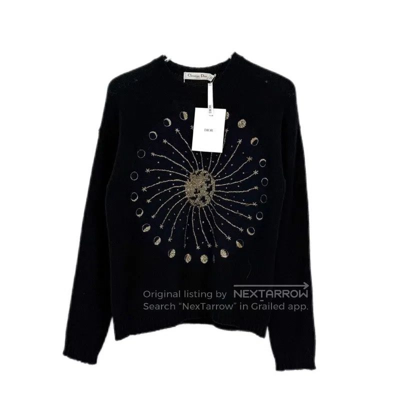Dior Dark blue gold and silver line solar pattern cashmere