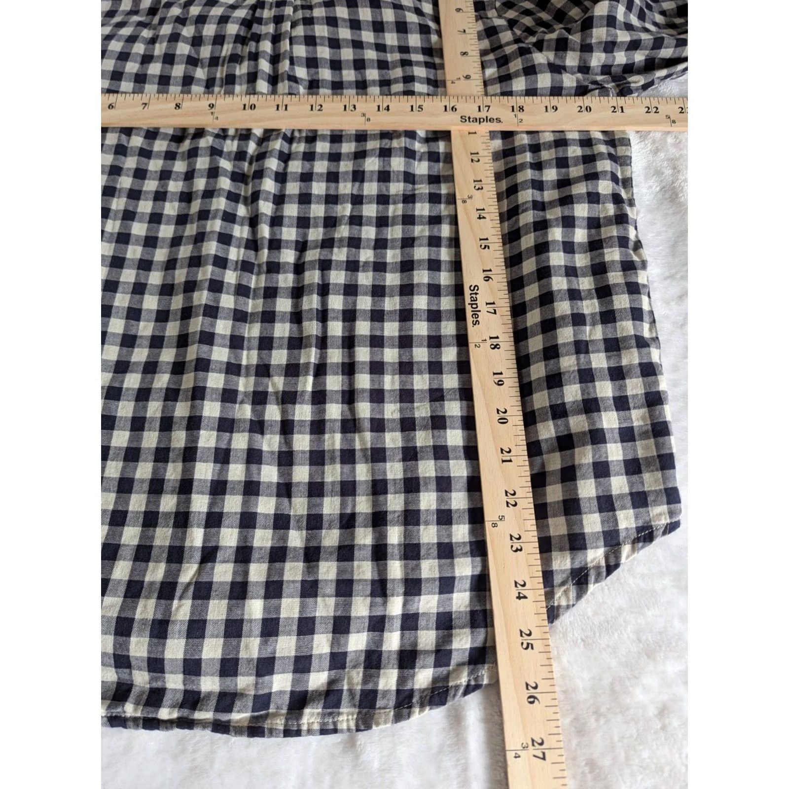 Vintage Crane Paper Gingham Plaid Roll Tab Sleeve Women's Top Sz L Cottagecore Preppy Size L / US 10 / IT 46 - 4 Thumbnail