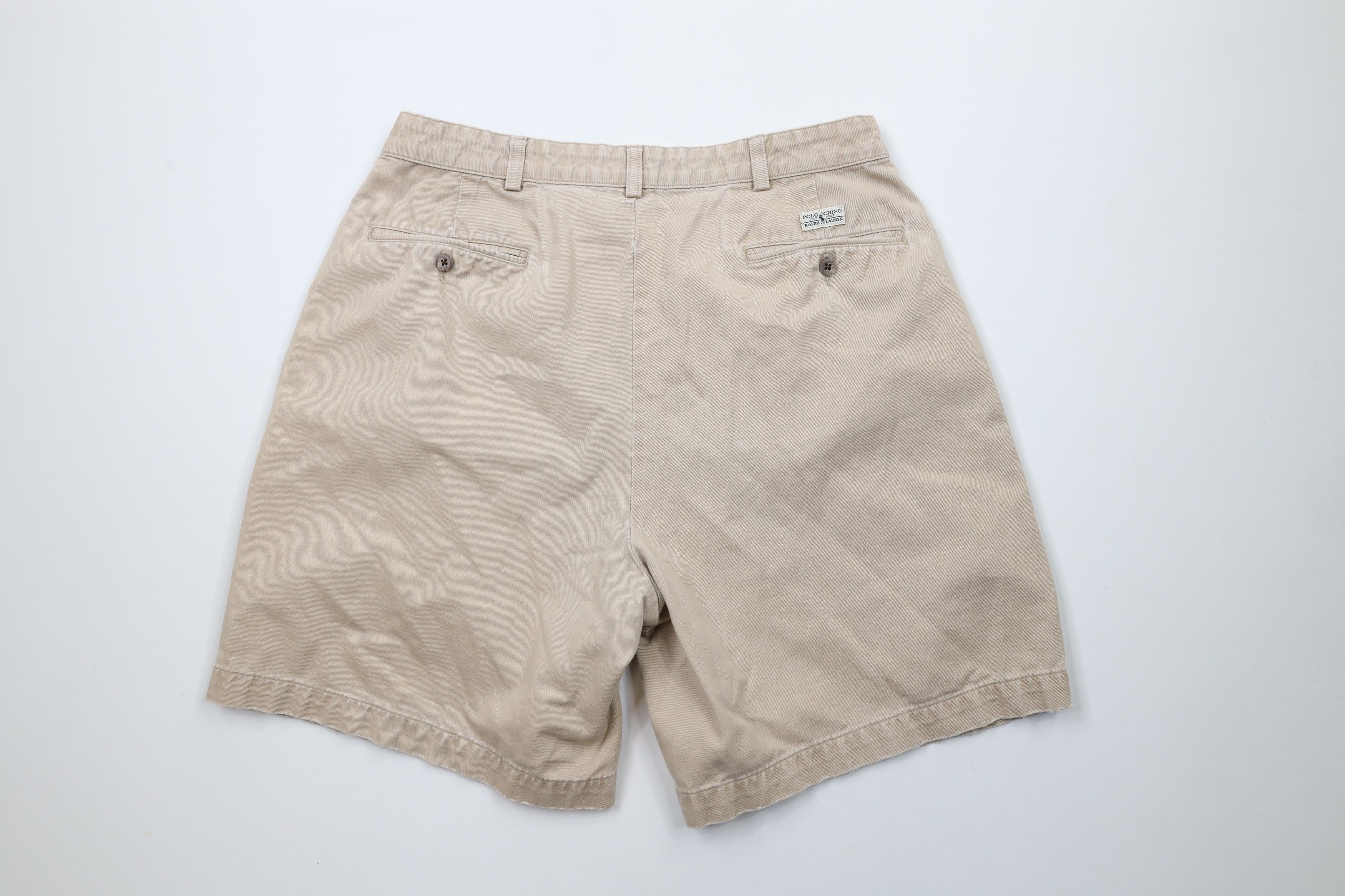 Ralph Lauren × Vintage Vintage 90s Ralph Lauren Above Knee Chino Shorts Beige Size US 32 / EU 48 - 9 Thumbnail