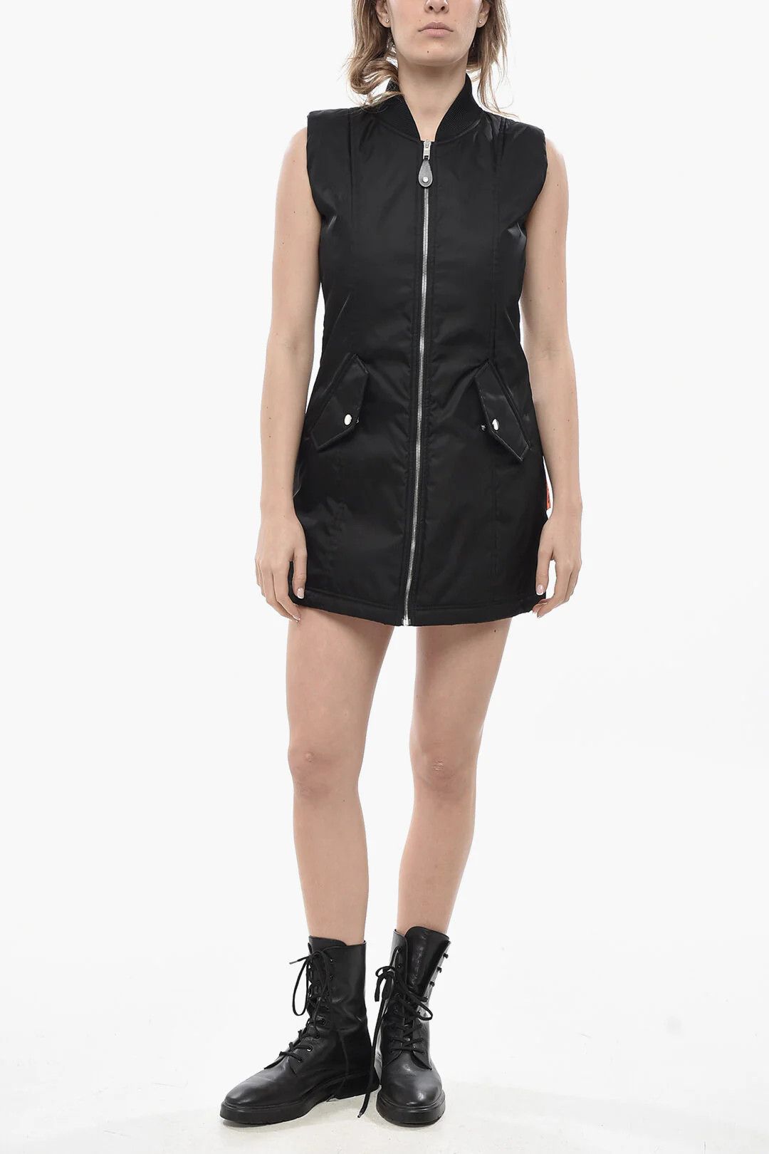 Gucci og1mm0326 Quilted Zip-Up Dress in Black Size S / US 4 / IT 40 - 1 Thumbnail
