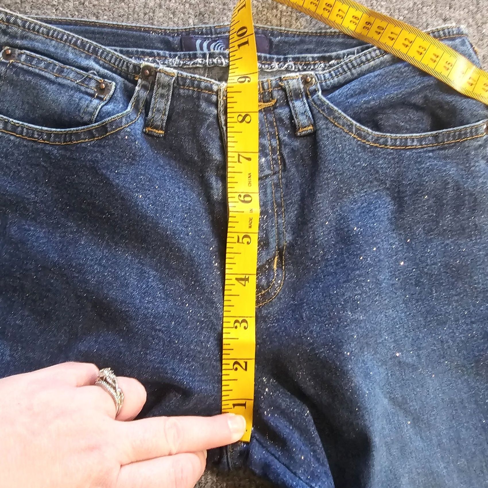 Vintage VINTAGE Angels Jeans Women 27x31 Blue Fringe Raw Hem Flare Low Rise Glitter 90s Distressed Jeans Womens Size 27" / US 4 / IT 40 - 6 Thumbnail