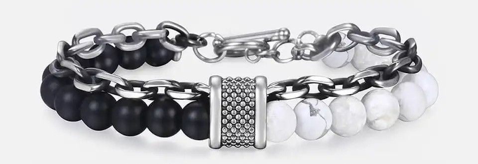 Designer × Jewelry Tiger Eye Stone Beaded Bracelet Stainless Steel Size ONE SIZE - 4 Thumbnail