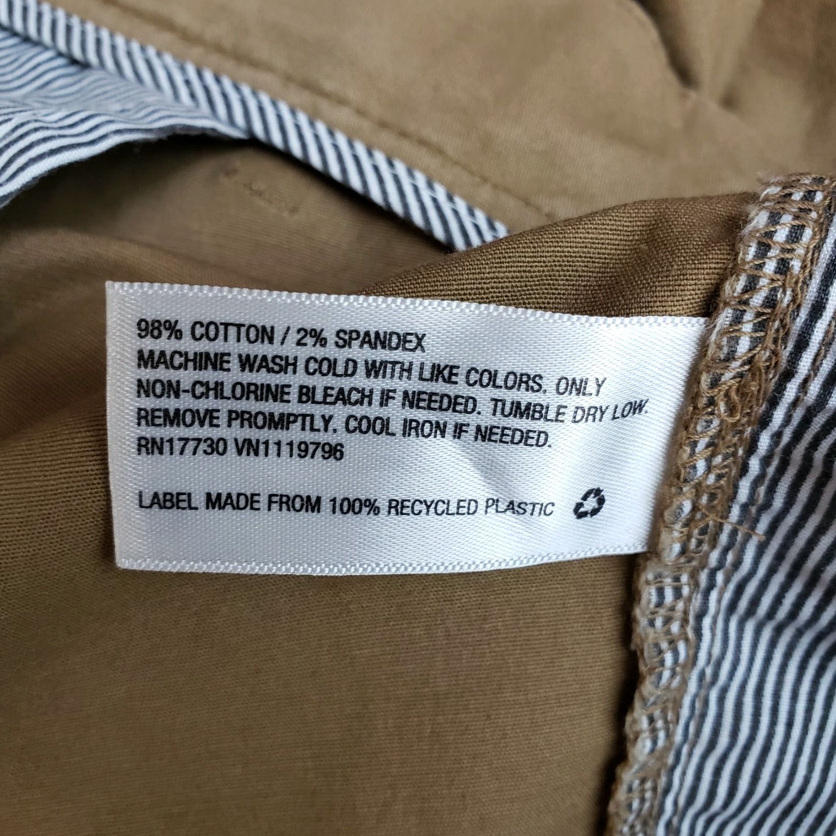 Vintage Goodfellow Mens Linden Shorts Sz 50 Brown Flat Front Cotton Blend Chino Casual Waist 24.5 Inseam 10 Rise 14 Mens Size US 34 / EU 50 - 4 Thumbnail
