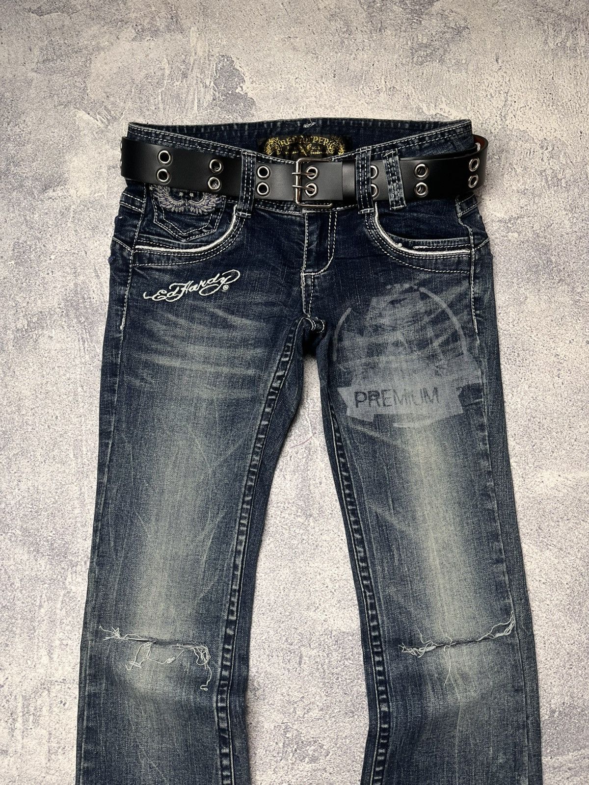 Red Pepper x Ed Hardy Flared Denim Pants