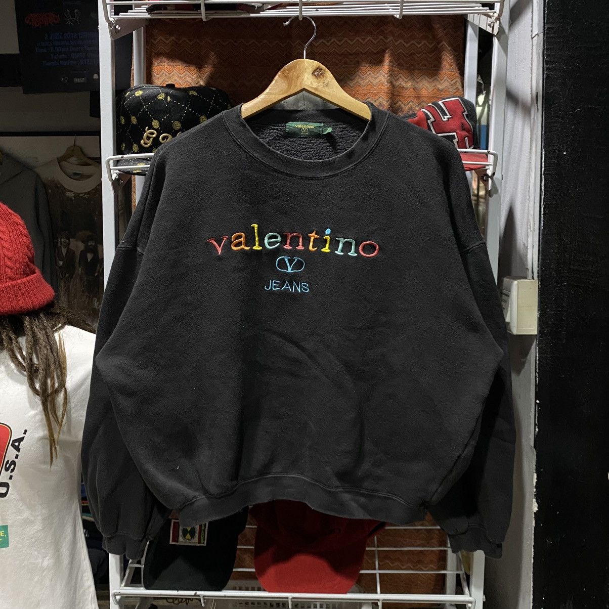 Valentino Vintage Valentino Jeans Colourful Crop Sweatshirts Size L / US 10 / IT 46 - 1 Thumbnail