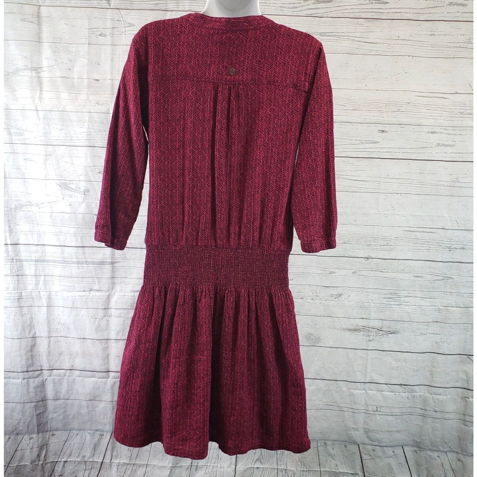Prana prAna Womens Sugar Pine Dress XS Black Cherry Bodhi Smocked Waist 3/4 Sleeve Prana Dress Womens XS Black Cherry Sugar Pine Smocked Waist 3/4 Sleeve Size XS / US 0-2 / IT 36-38 - 4 Thumbnail