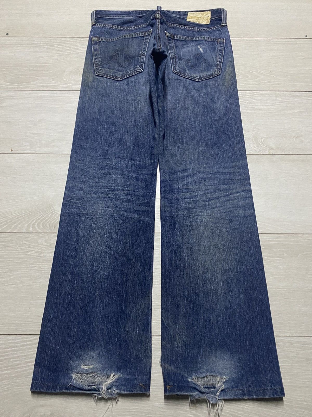 AG Adriano Goldschmied Vintage Adriano Ag Grunge Distresse Straight Jeans Size US 30 / EU 46 - 2 Thumbnail