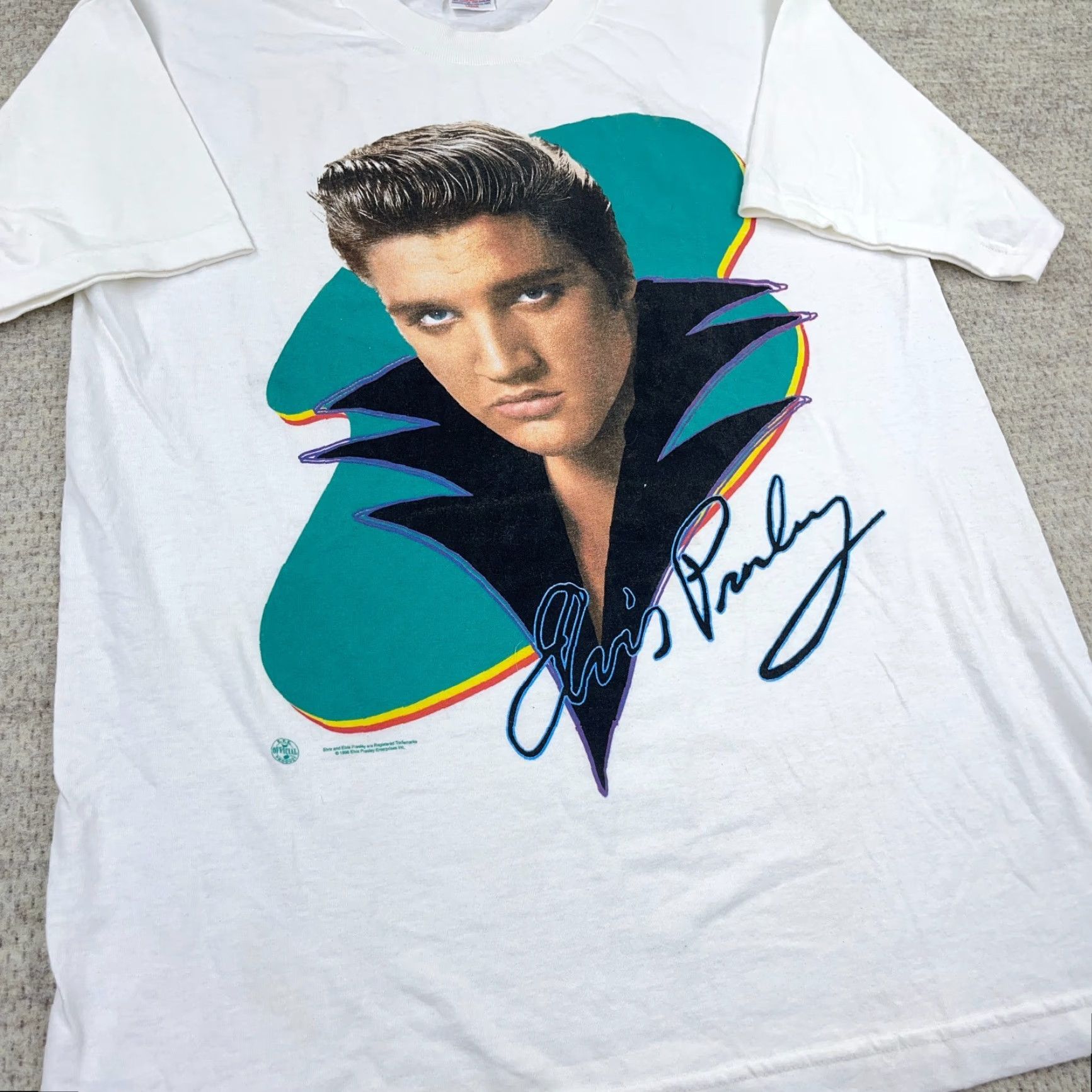 AAA VINTAGE Elvis Presley Shirt Men Large White Band Tee 90s 1996 Adult Original Size US L / EU 52-54 / 3 - 6 Thumbnail