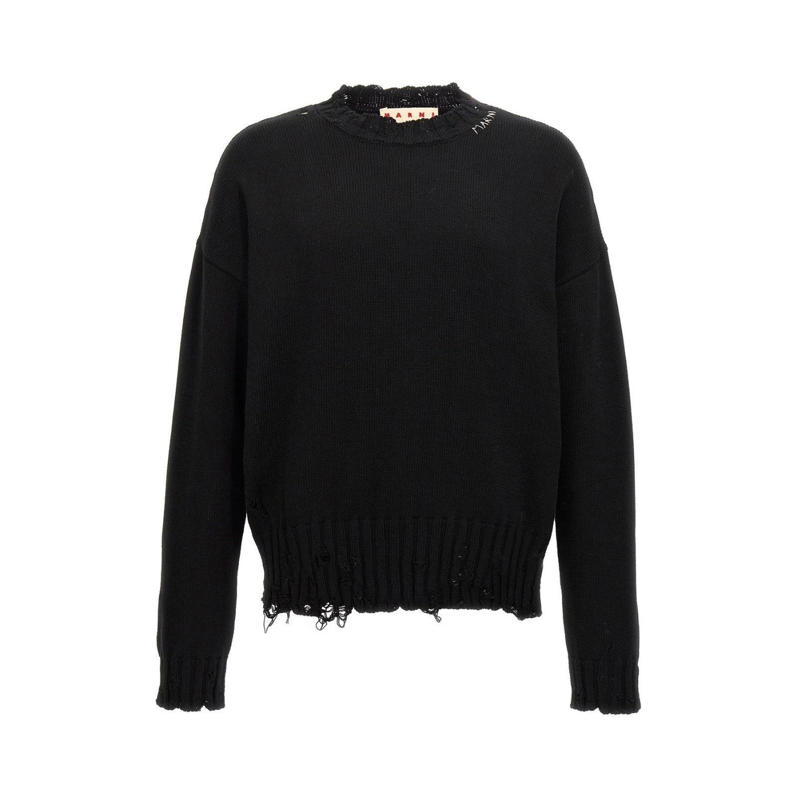 Marni MARNI Black Destroyed Effect Cotton Sweater New & Authentic Size US M / EU 48-50 / 2 - 1 Thumbnail