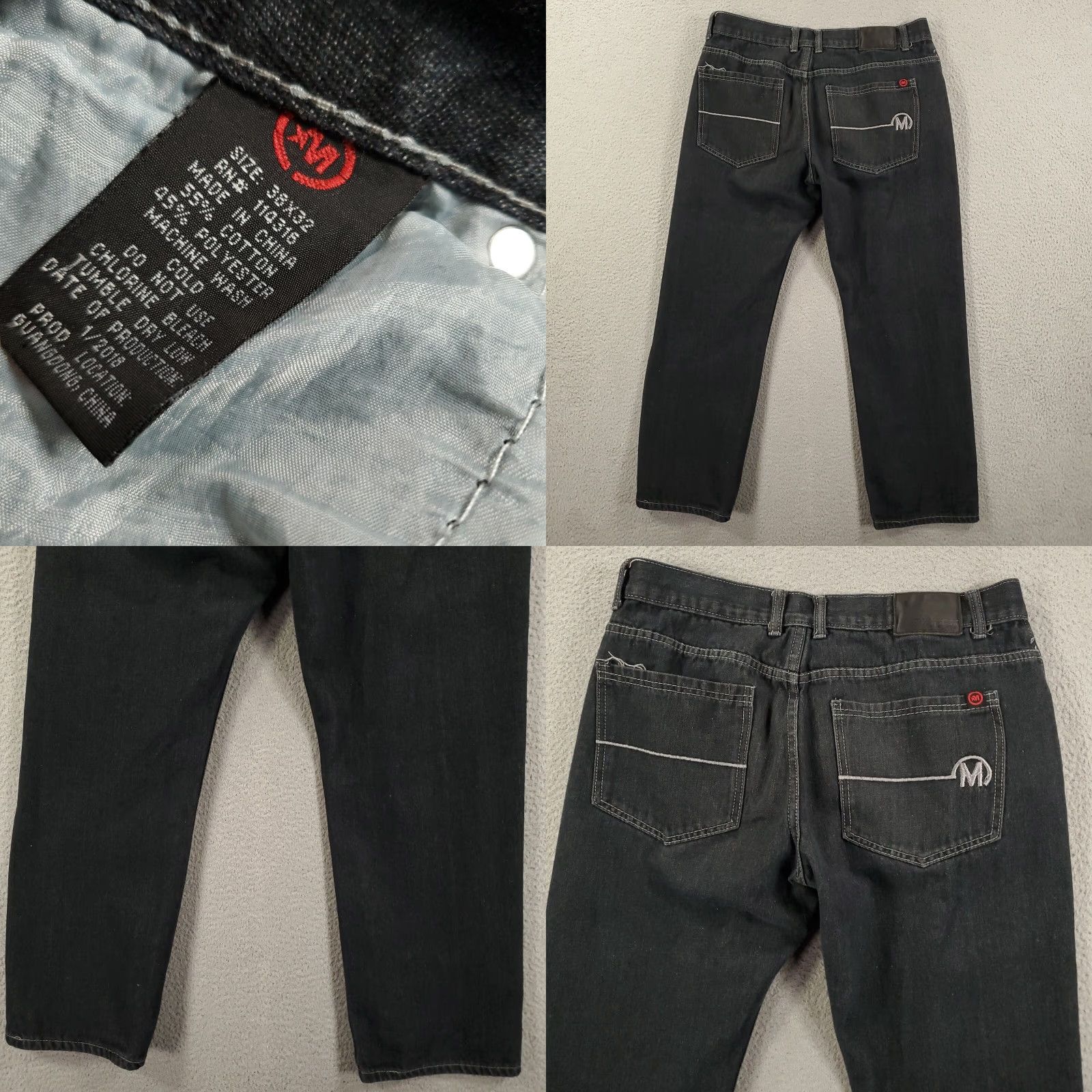 Vintage Mecca Jeans Mens Black Size 38x32 35x30 Denim Dark Wash 5-Pocket Straight Size US 35 - 8 Thumbnail