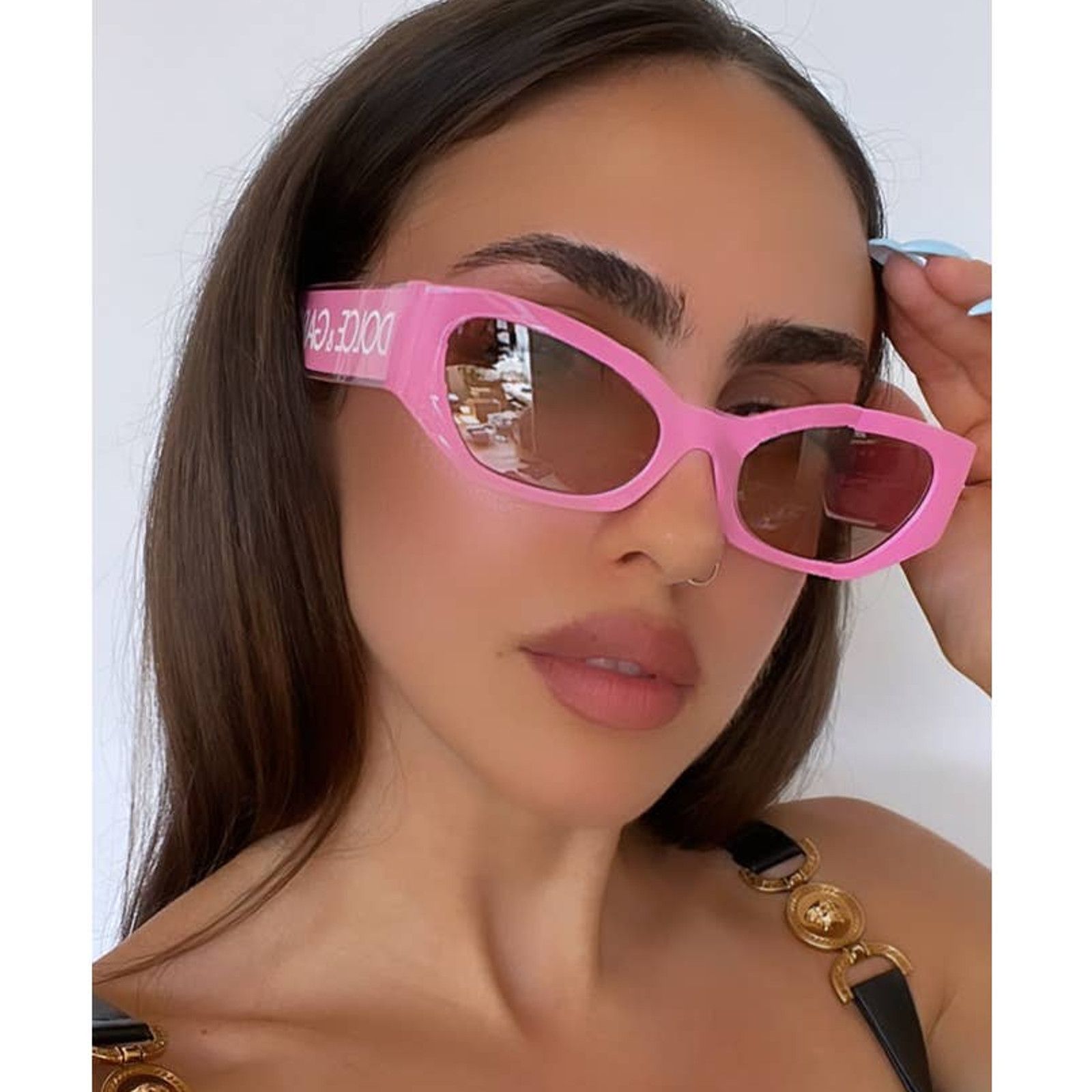Rose Gold Hot Pink Mirrored Sunglasses NEW Dolce Gabbana DG6186