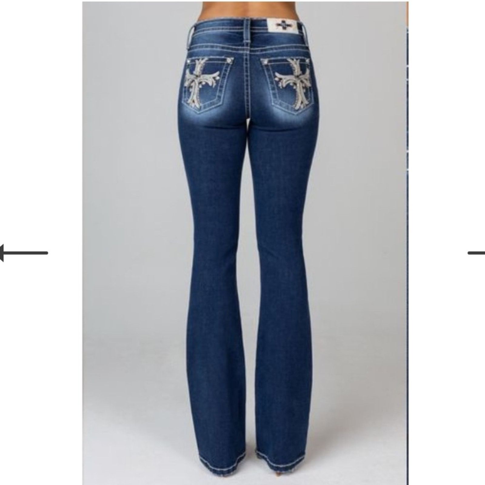 Miss Me NWOT Miss Me Women's Bootcut Jeans Leather cross pockets Size 28" / US 6 / IT 42 - 1 Thumbnail