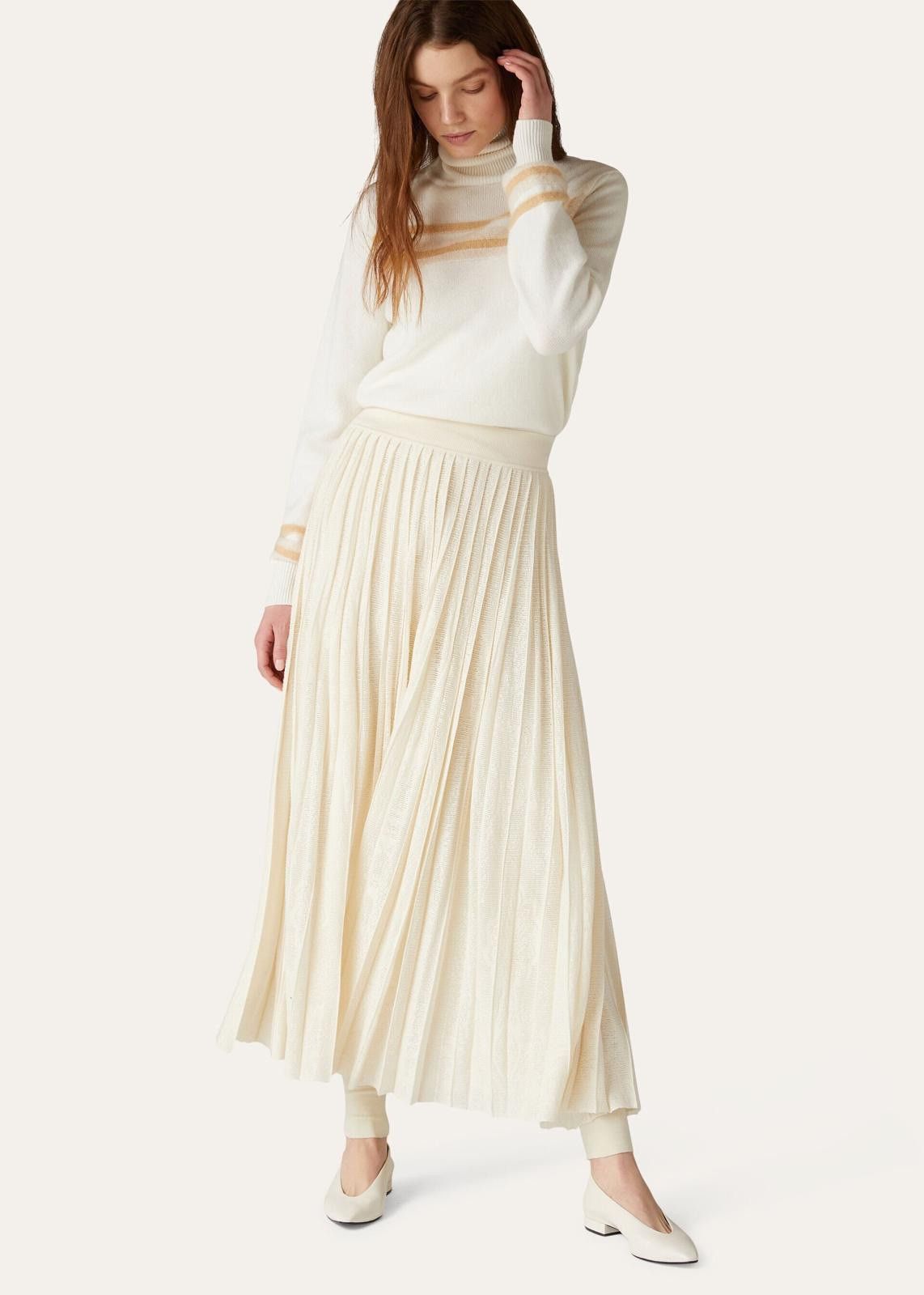 Loro Piana o1srvl11e1224 Diavolezza Virgin Wool Skirt in Ivory Size 28" / US 6 / IT 42 - 4 Thumbnail