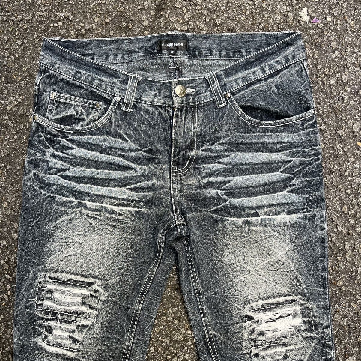 Japanese Brand Low Box Distressed Boro Acid Wash Slim Straight Jeans Punk Size US 32 / EU 48 - 4 Thumbnail