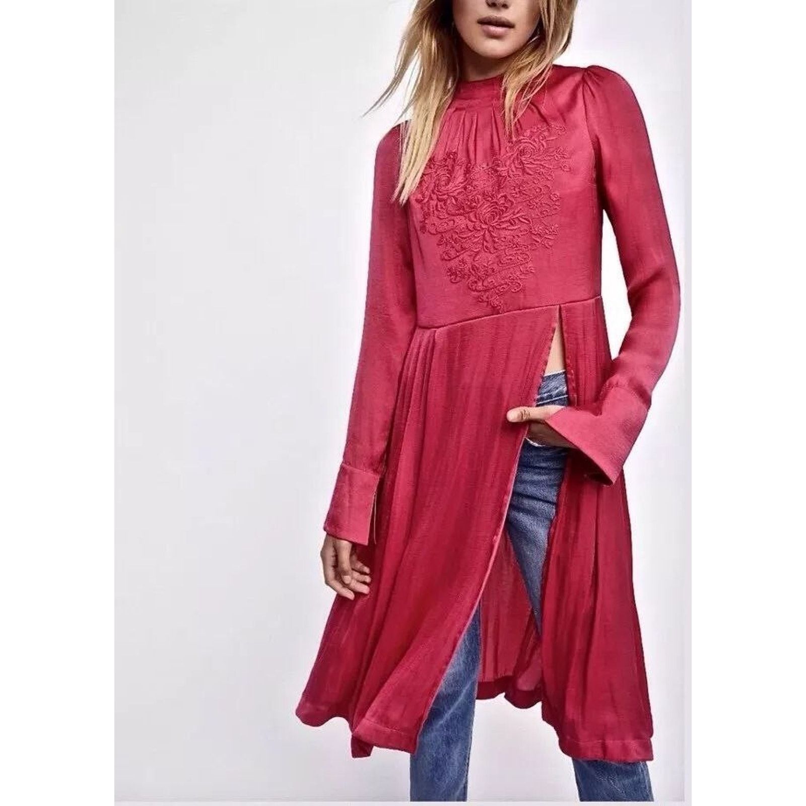 Free People Free People New Midi Maxi Tunic Dress Red M A000404 Size M / US 6-8 / IT 42-44 - 1 Thumbnail