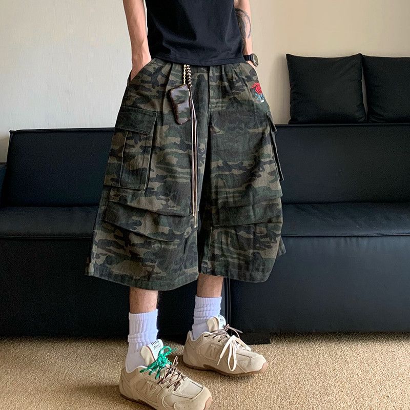 Multi Pocket Camouflage Capris Casual