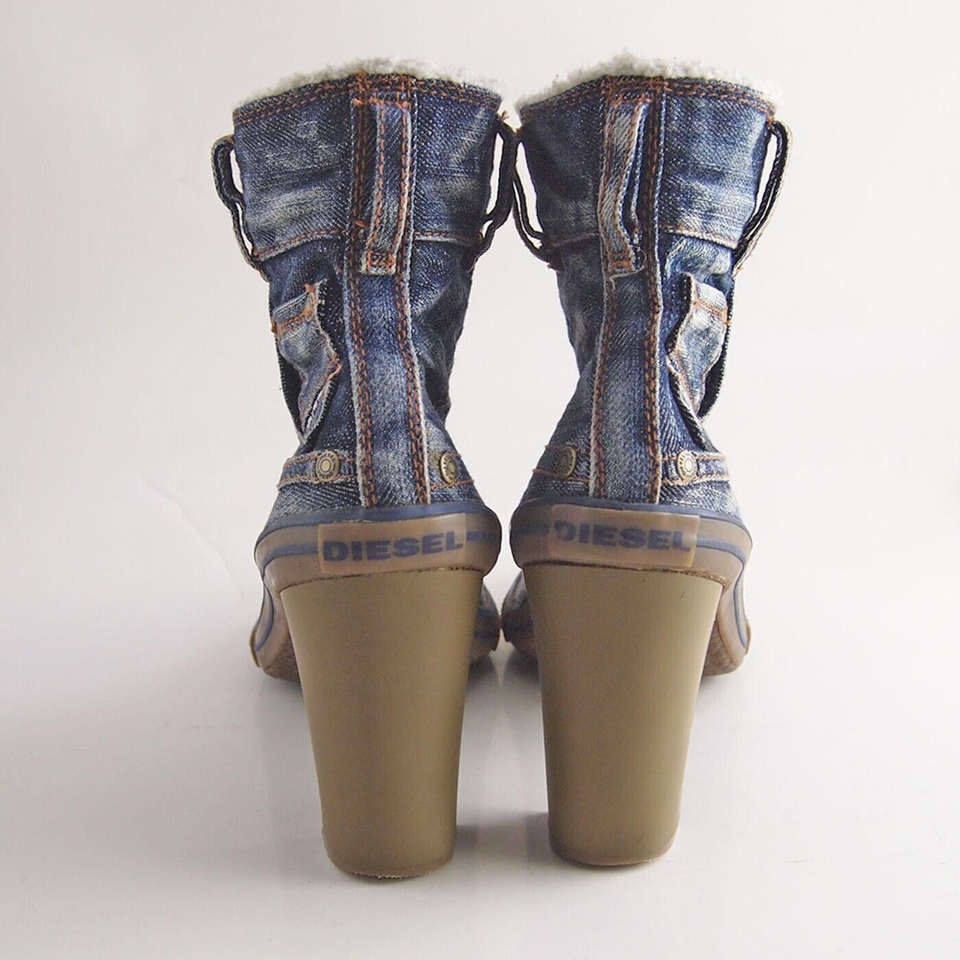 Diesel Diesel Denim Boots Blue Shearling Trim Size US 10 EU 41 Size US 10 / IT 40 - 5 Thumbnail