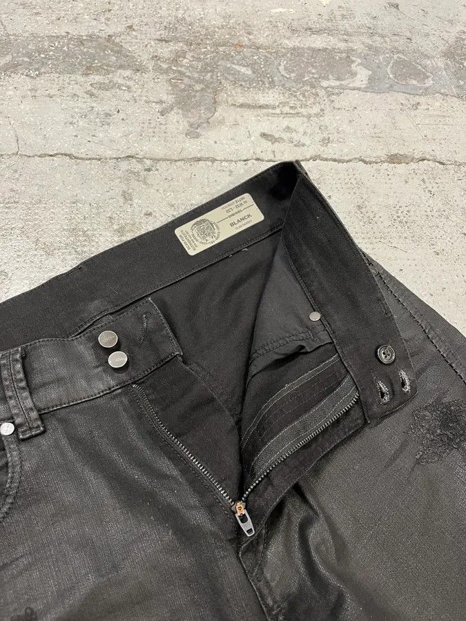 Diesel Black Waxed Slim Zip Denim Jeans