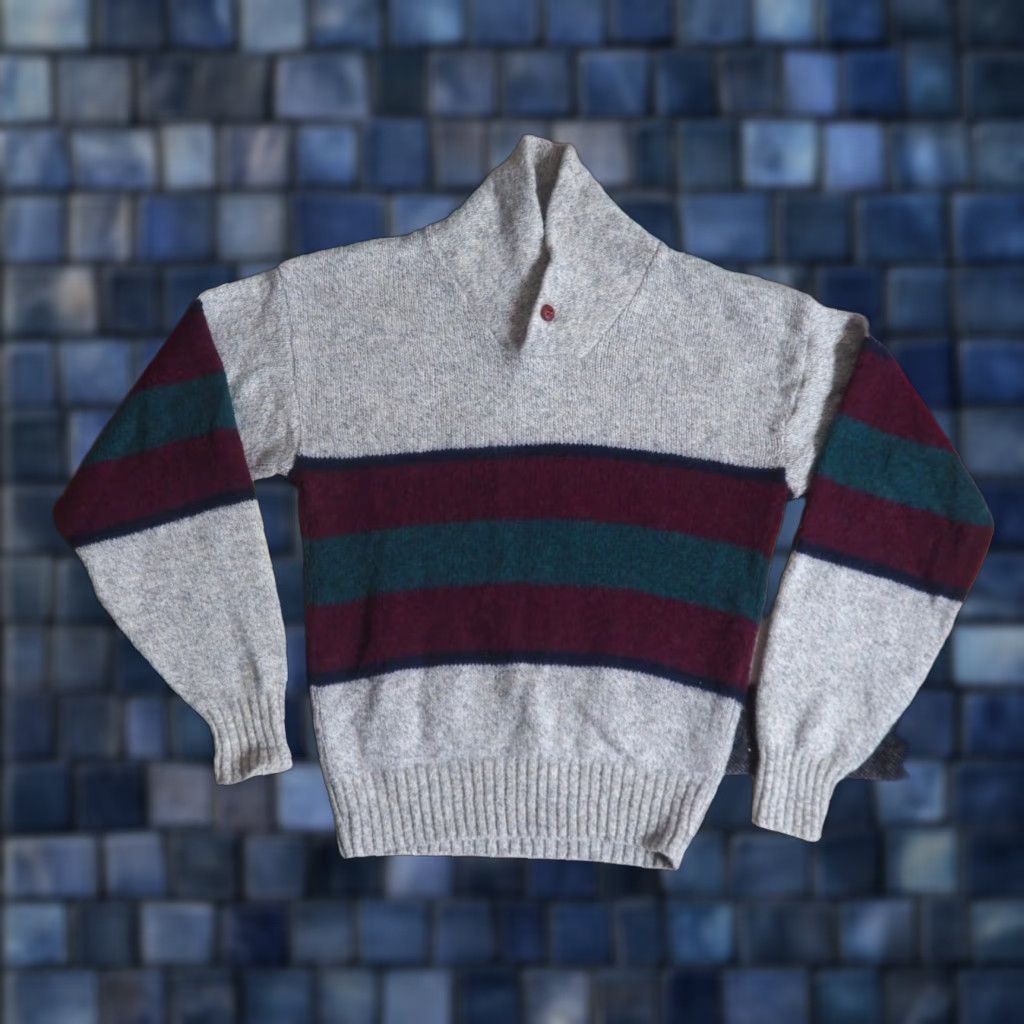 Vintage VINTAGE Atlantic Traders Wool Gray Striped Pullover Sweater M Men Size US M / EU 48-50 / 2 - 1 Thumbnail