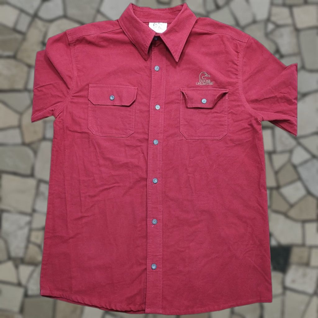 Vintage Ducks Unlimited Shirt Mens Large Red Chamois Flannel Long Sleeve Button-Up Embroidered Pocket Outdoor Nature Ducks Hunting Size US L / EU 52-54 / 3 - 1 Thumbnail