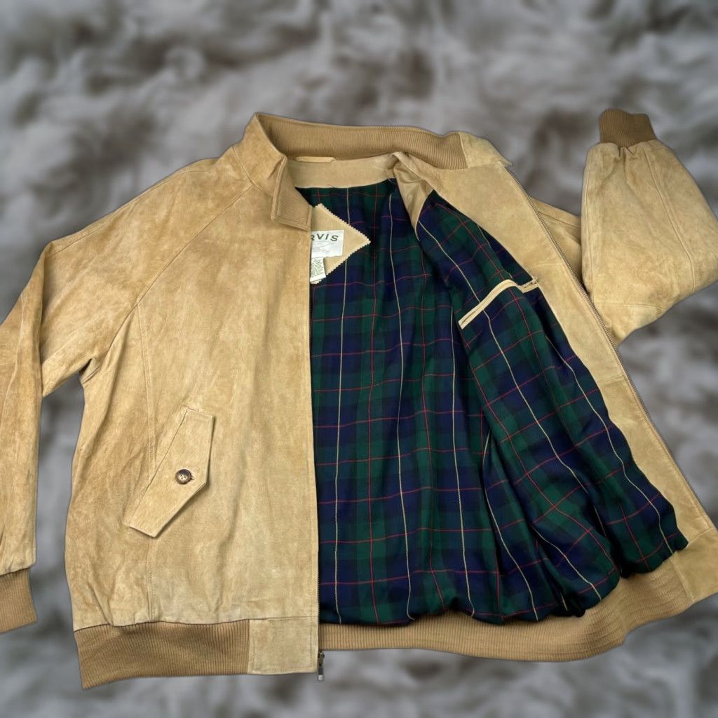 Orvis VINTAGE Orvis Bomber Jacket Beige XL Men’s Full Zip Plaid Liner 100% Suede Leather Size US XL / EU 56 / 4 - 1 Thumbnail