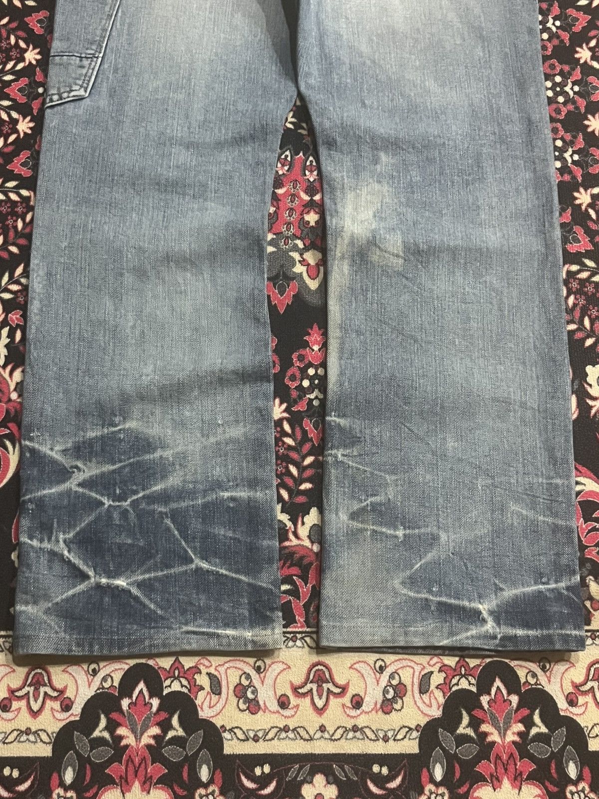 Le Grande Bleu (L.G.B.) Japanese Brand Bartack Cinch Back Whisker Blue Washed Jeans Size US 34 / EU 50 - 11 Thumbnail