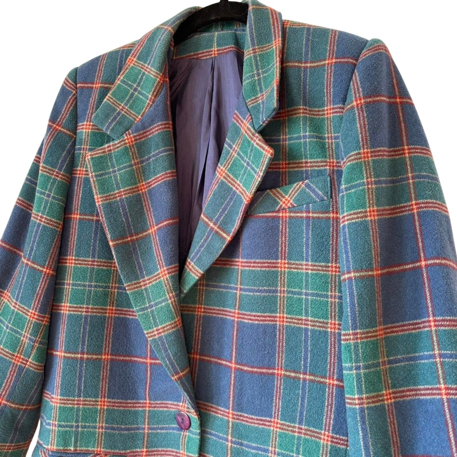 Vintage Vintage Signature Expressions Blue Wool Plaid Blazer 12 Size XL / US 12-14 / IT 48-50 - 2 Thumbnail