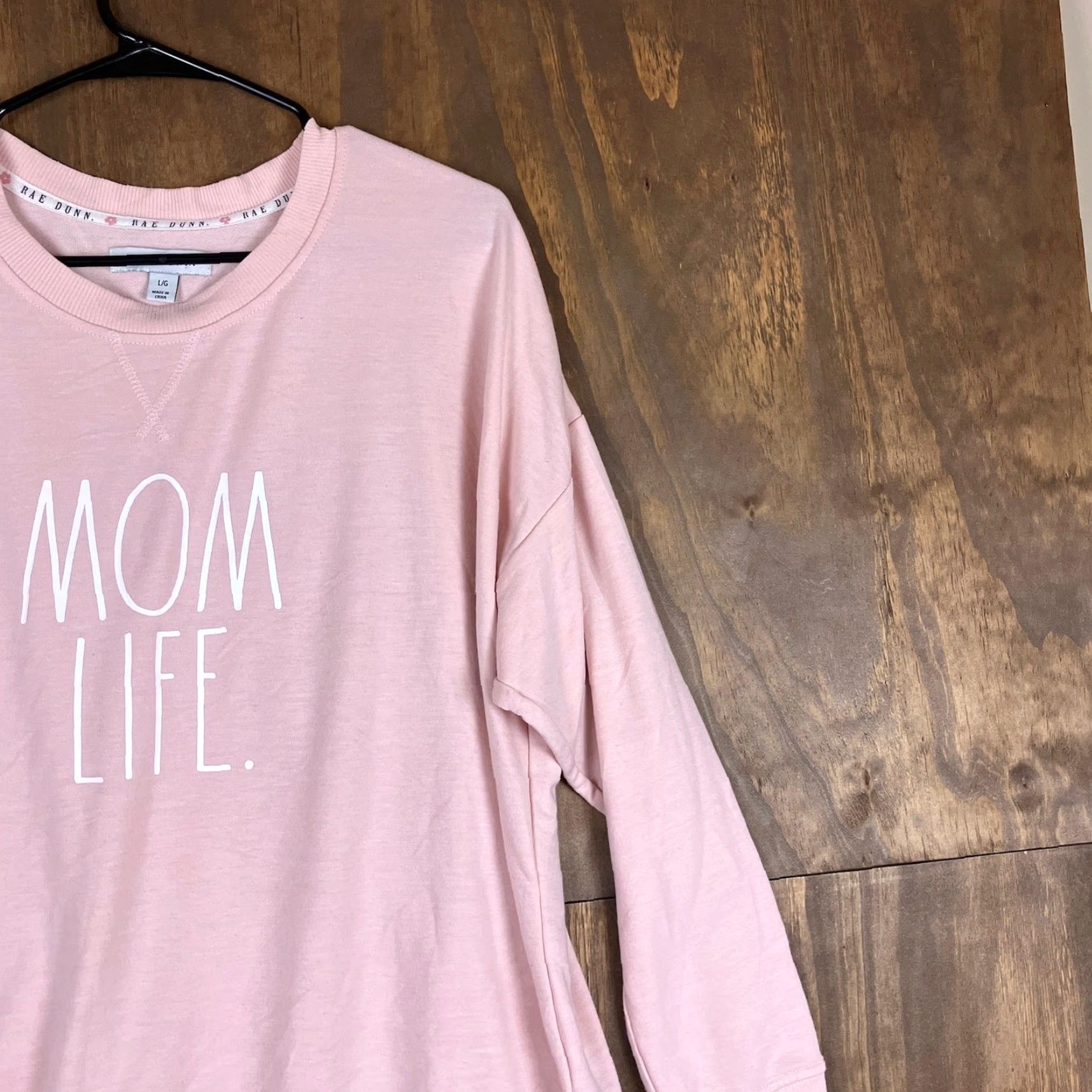 Vintage Rae Dunn Womens Shirt Soft Pink Mom Life Crew Neck Long Sleeve Stretch Large Size L / US 10 / IT 46 - 4 Thumbnail