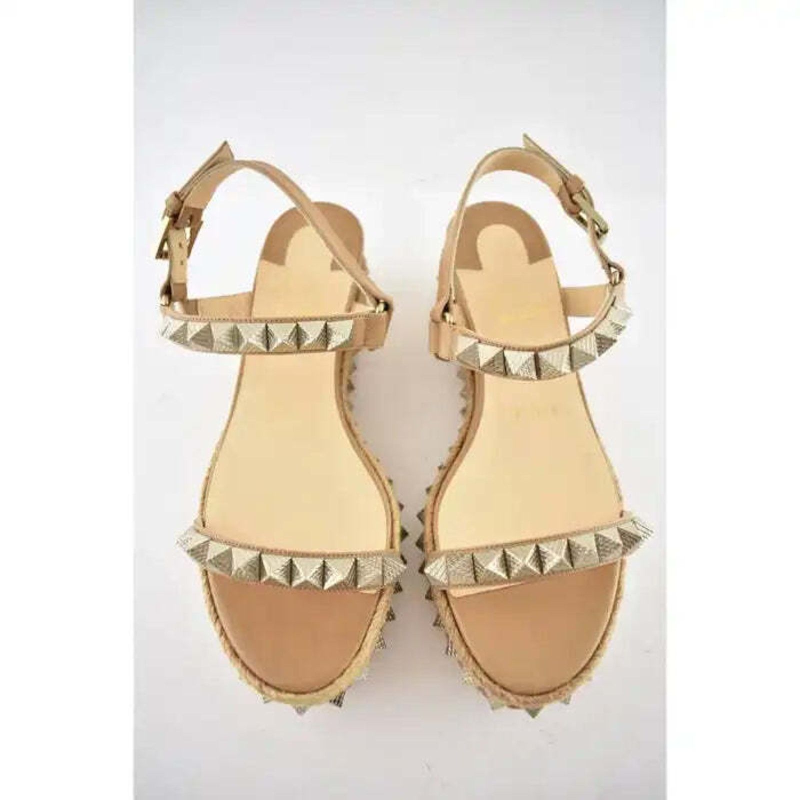Christian Louboutin Pyraclou 60 Cuir Brown Platform Wedge Sandal Heel Pump 35 Size US 5 / IT 35 - 6 Thumbnail