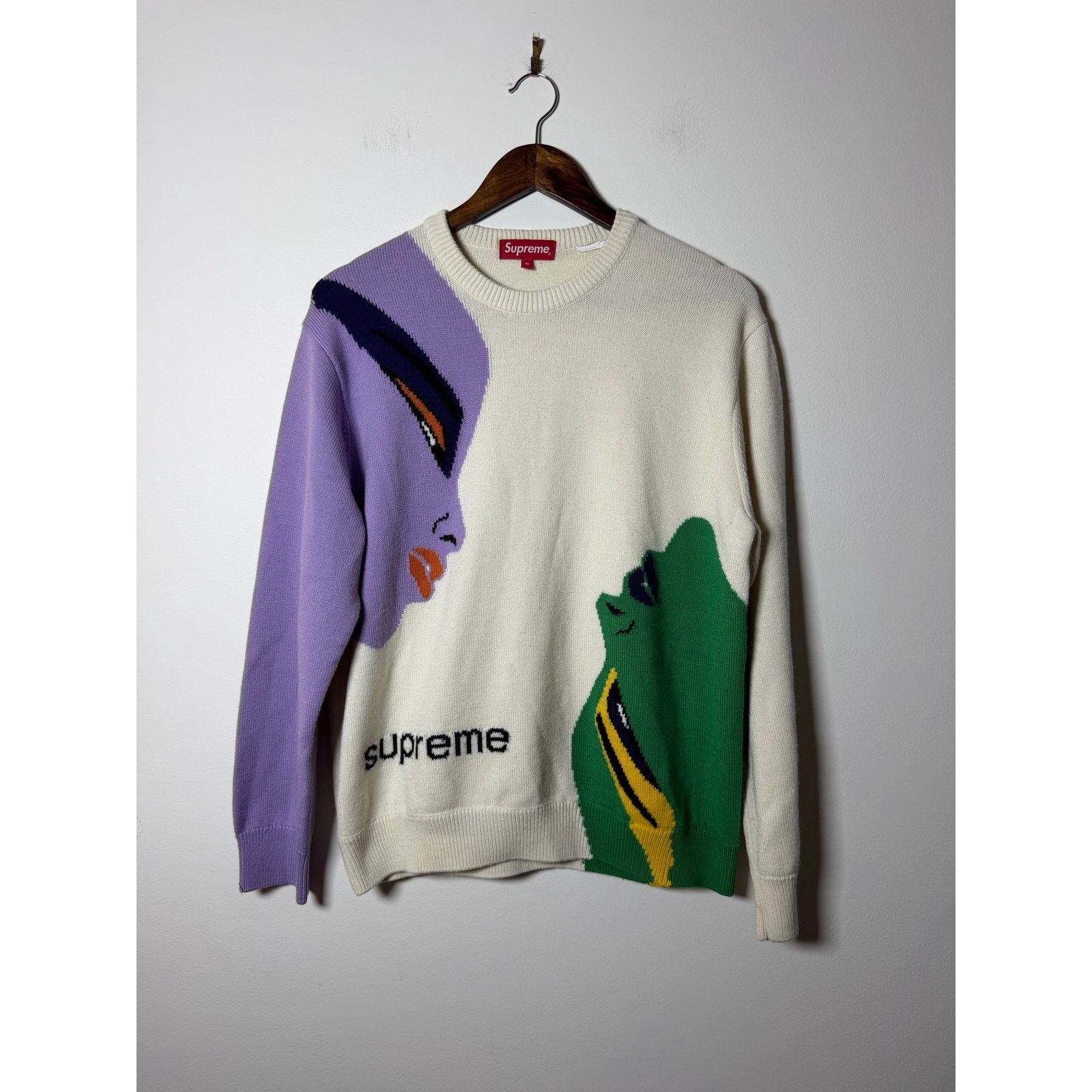 Supreme Supreme faces sweater cream FW21 Size US M / EU 48-50 / 2 - 1 Thumbnail