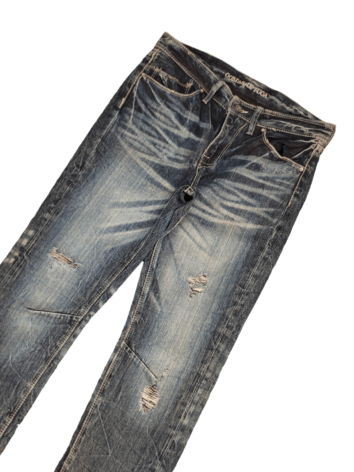 GOSTAR DE FUGA Gostar De Fuga Japan Clawmark Distress Faded Denim Jeans Y2k Size US 31 - 5 Thumbnail