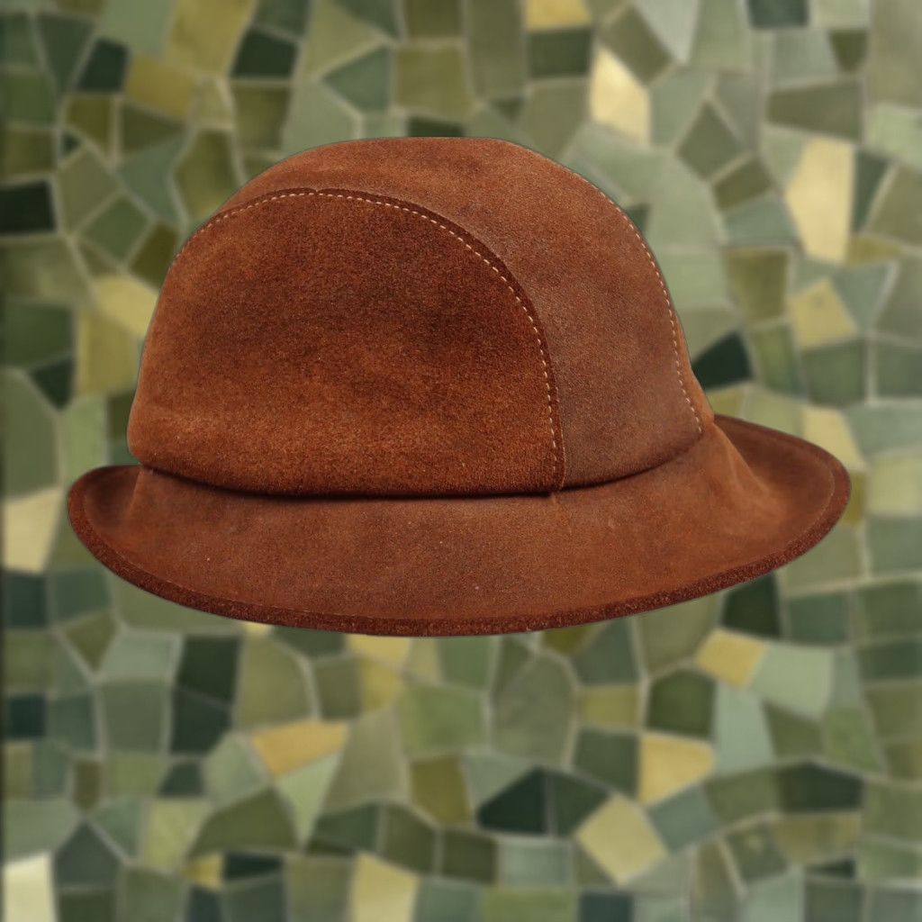 Vintage VINTAGE Brown Suede Leather Cloche Bucket Hat Vintage 70s Boho Hippie Womens One Size Size ONE SIZE - 1 Thumbnail