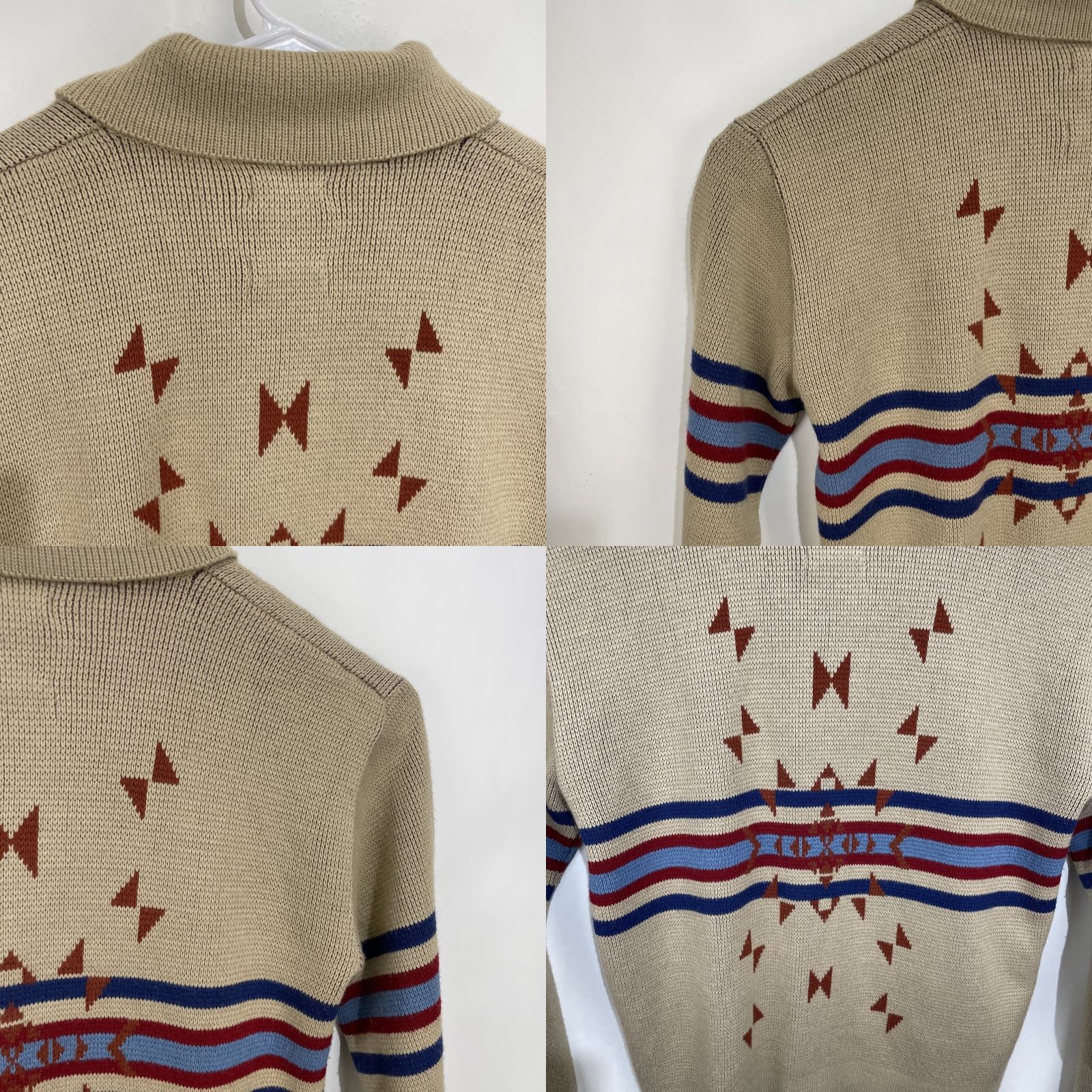Armani VINTAGE Karman Cardigan Sweater Aztec Striped L Tan Womens? Size L / US 10 / IT 46 - 9 Thumbnail