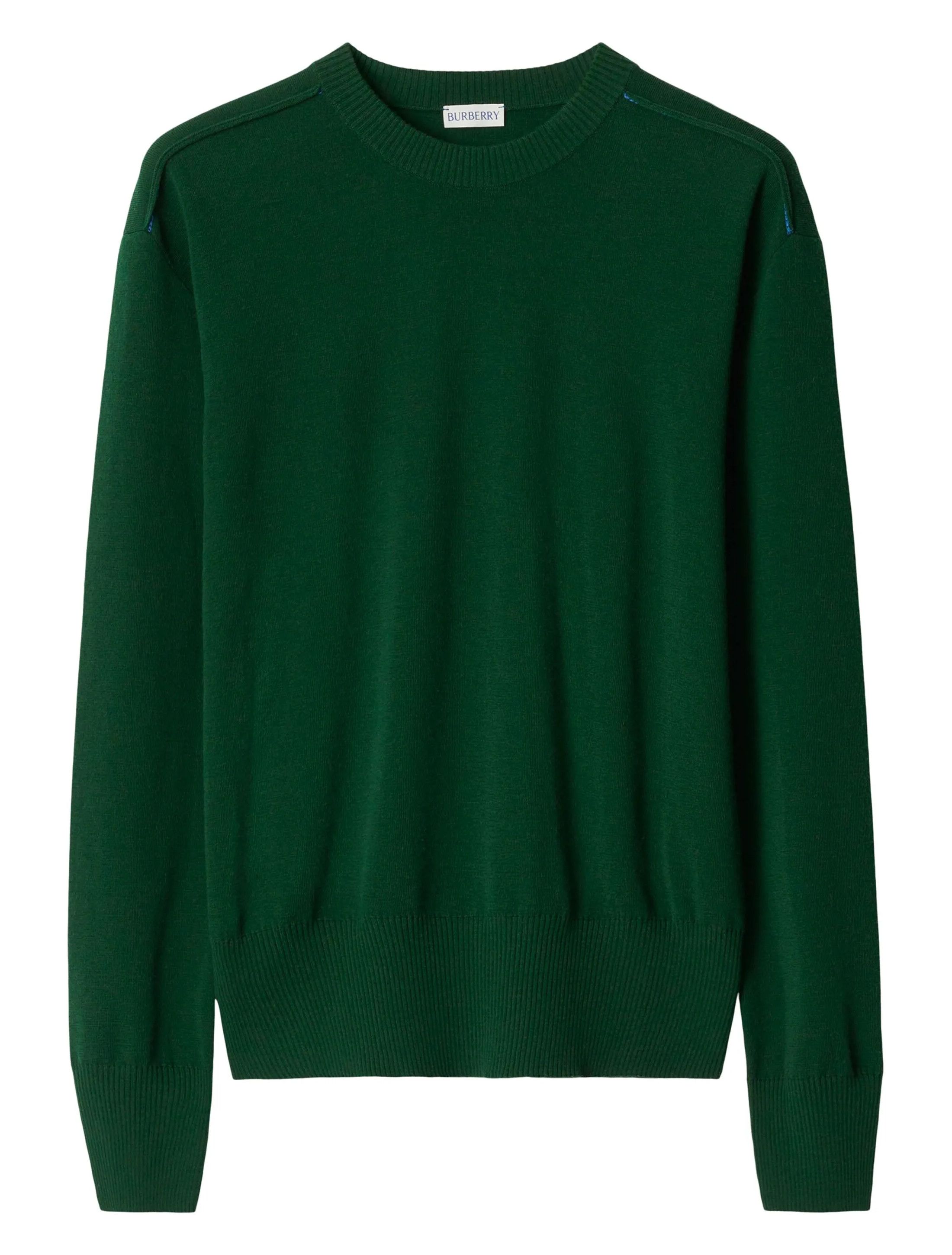 Burberry BURBERRY solid ivy green straight fit wool sweater Medium Size US M / EU 48-50 / 2 - 1 Thumbnail