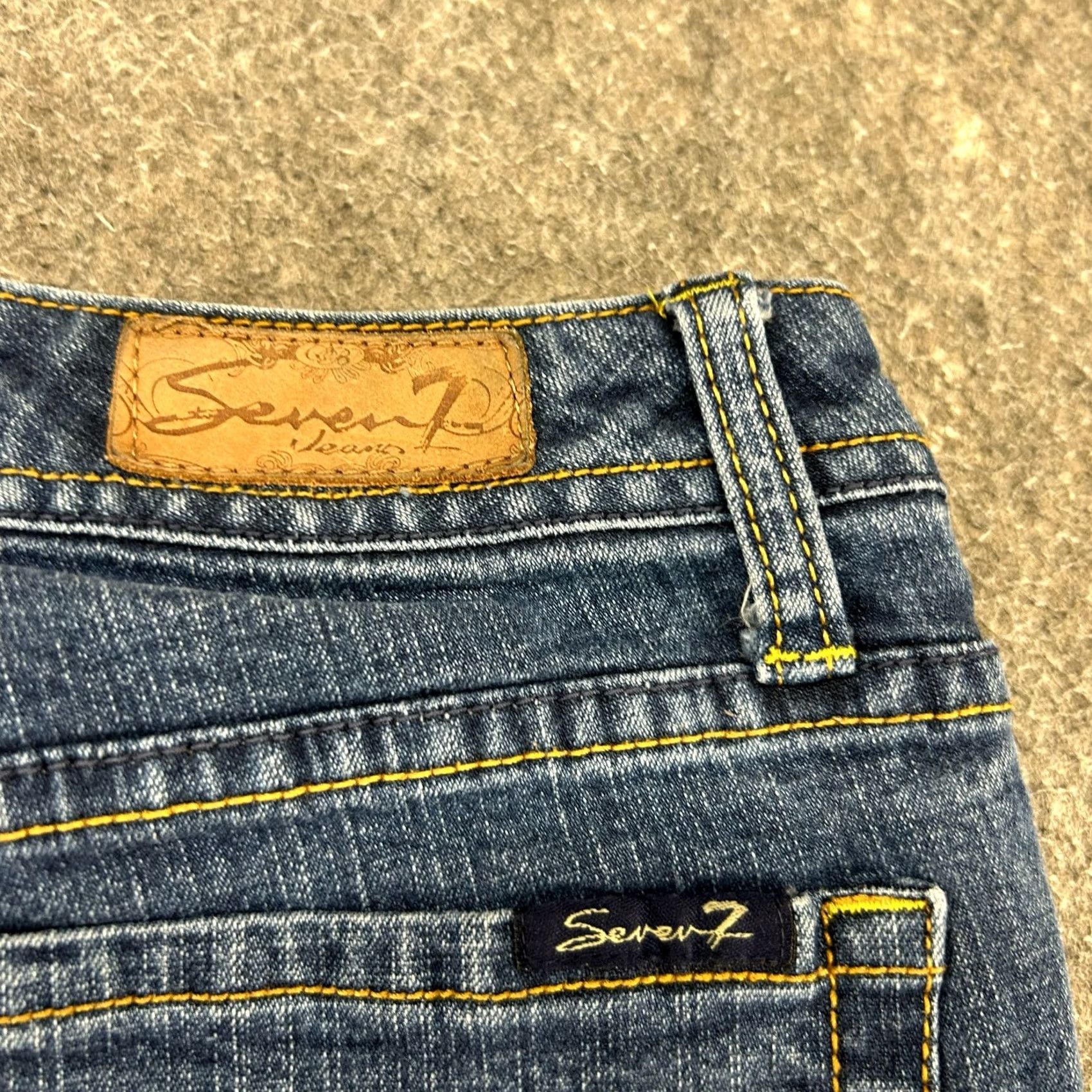 Vintage VINTAGE Seven7 Jeans Womens 27 Blue Flare Dark Wash Cotton Stretch Flex Y2K Jeans Menus? Size 27" / US 4 / IT 40 - 4 Thumbnail