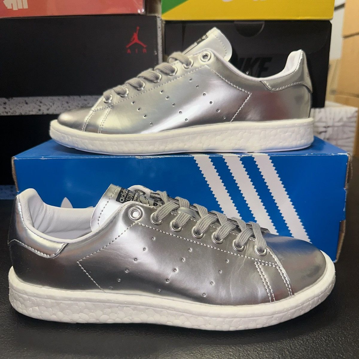 Adidas Size 8W - adidas Stan Smith Boost Metallic Silver - BB0108 Size US 8 / IT 38 - 1 Thumbnail