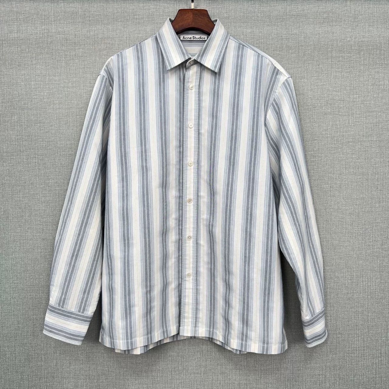 Acne Studios Acne Studios Gray-Blue Gold Stripe Shirt Size US S / EU 44-46 / 1 - 1 Thumbnail