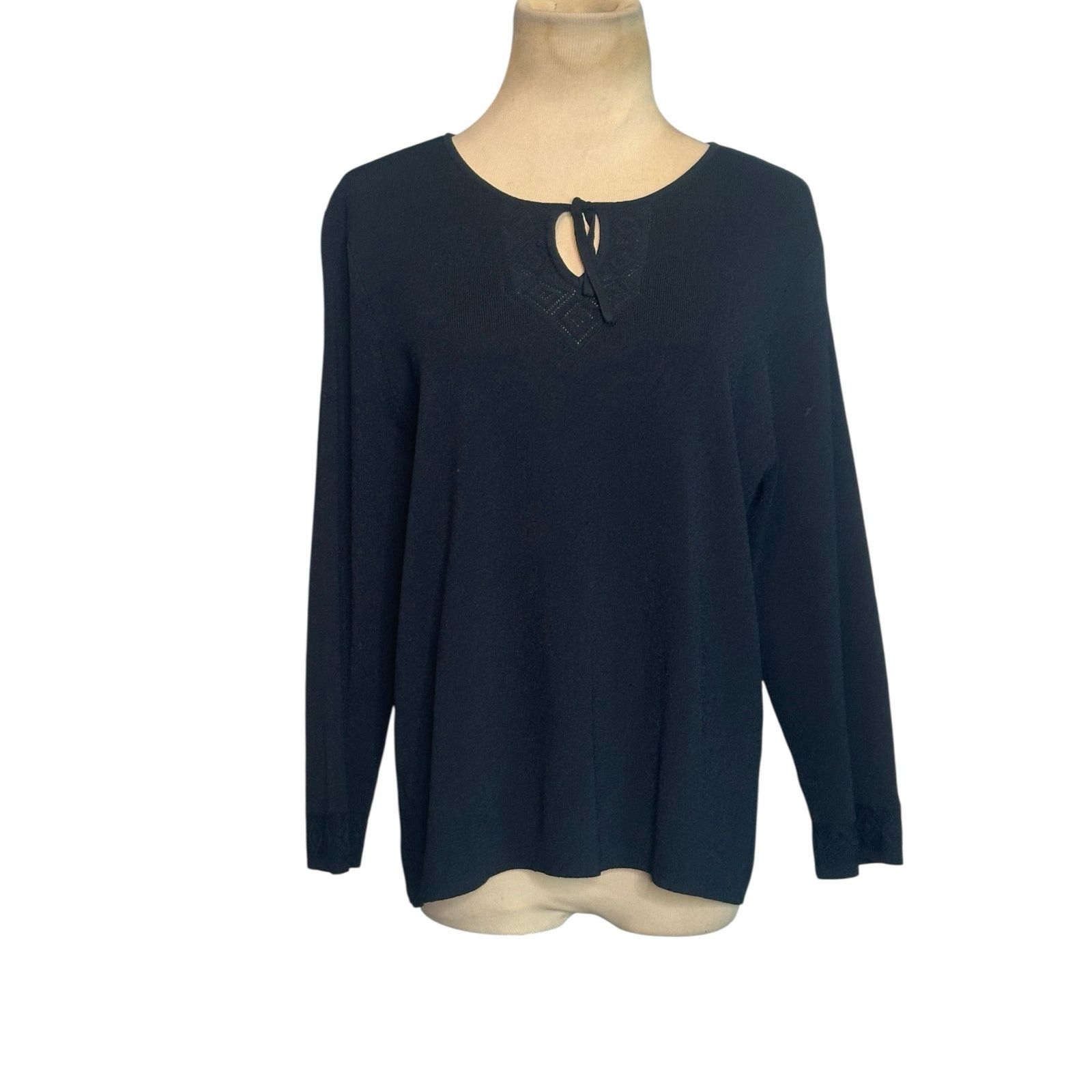 Liz Claiborne Liz Claiborne navy 3/4 sleeves knit sweater size Large Size L / US 10 / IT 46 - 8 Thumbnail