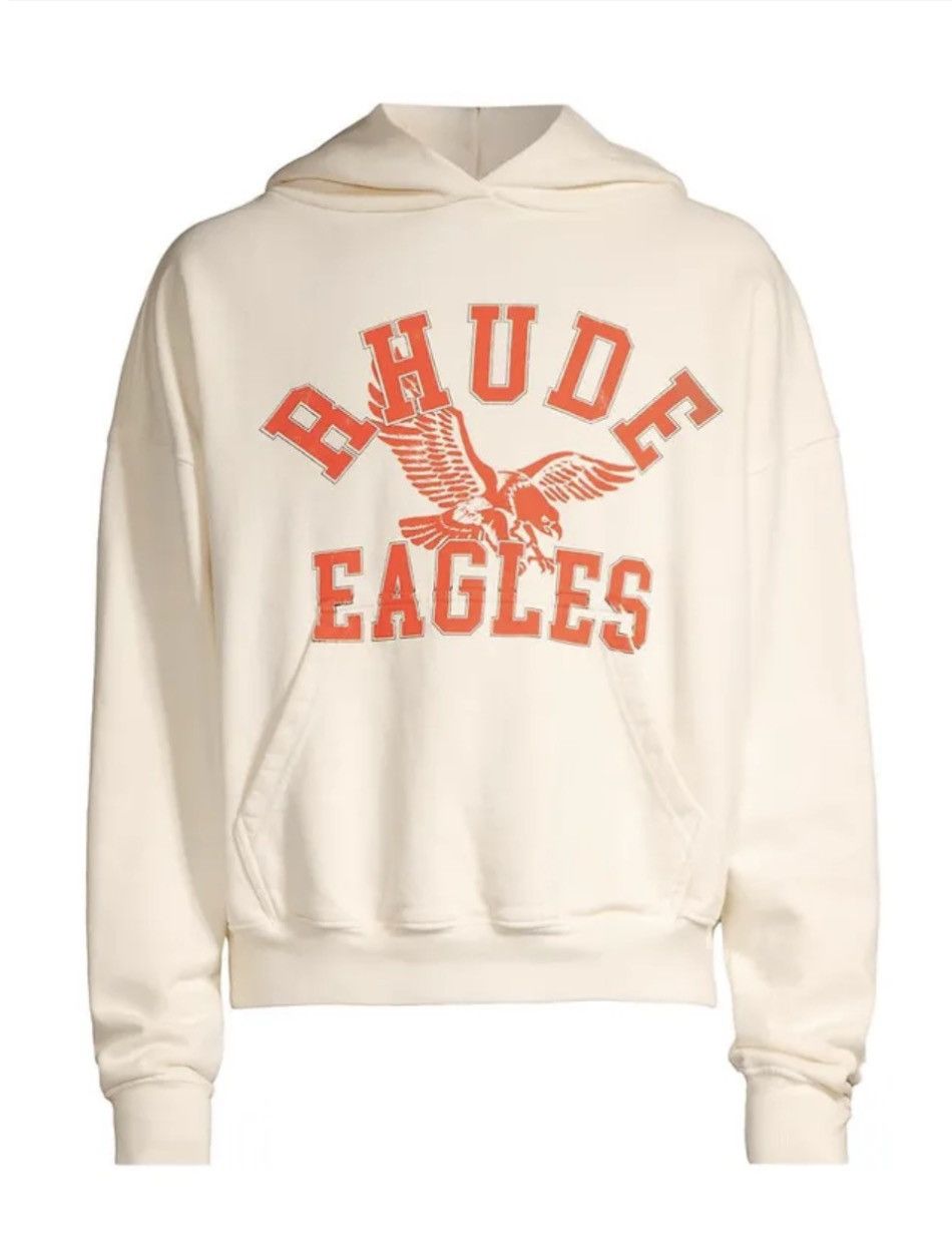 Rhude Rhude Eagles Logo Cotton Hoodie Cream/Orange size M Size US M / EU 48-50 / 2 - 1 Thumbnail