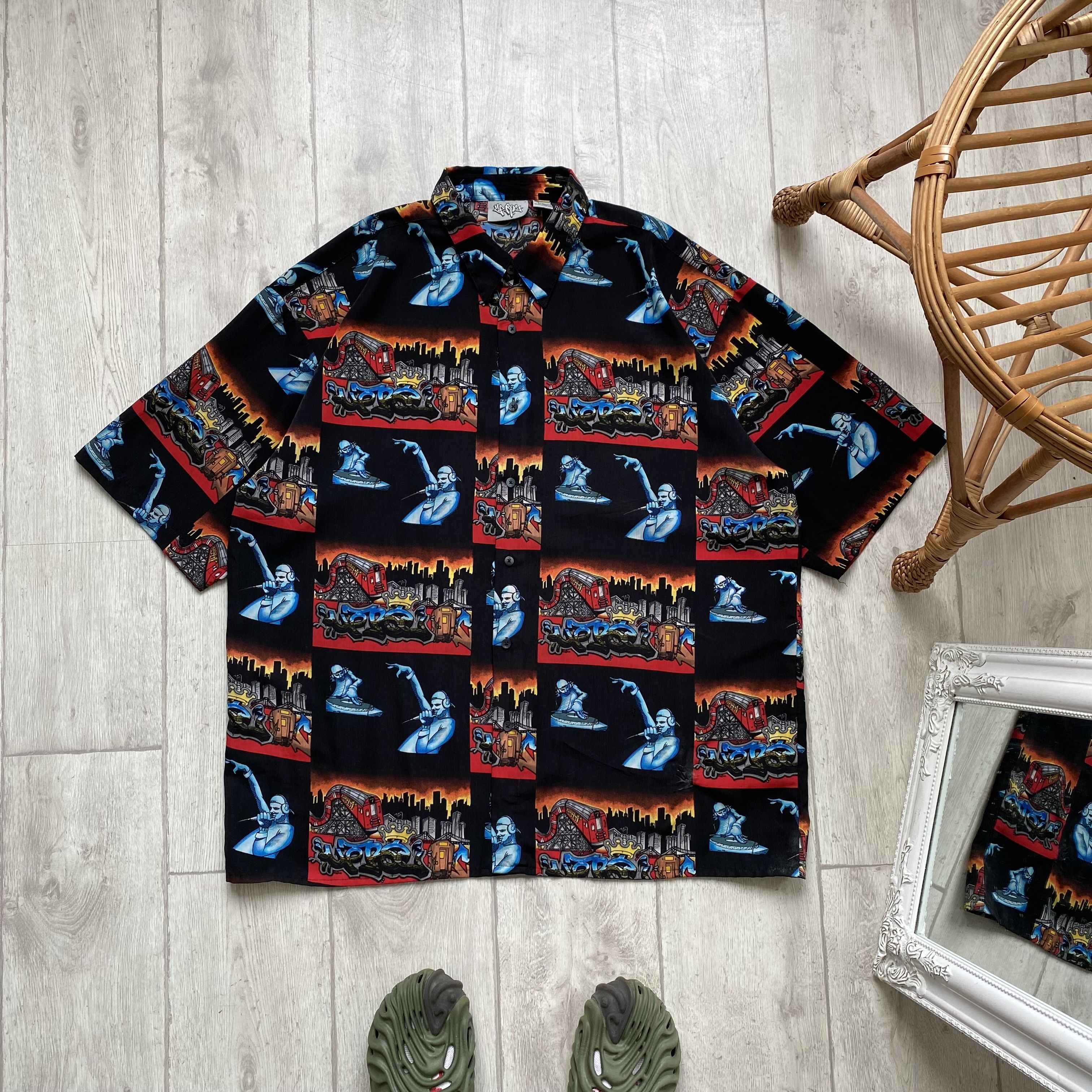 Rap Tees 🎙️Vintage 90s Crazy Shirt Japanese Hip Hop Rap hawaiian Size US XXL / EU 58 / 5 - 1 Thumbnail