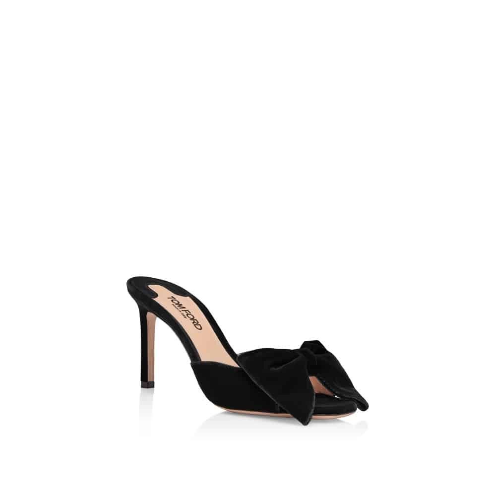 Tom Ford o1loc1c1125 W3398 Velvet Brigitte Mules in Black Size US 6 / IT 36 - 2 Thumbnail